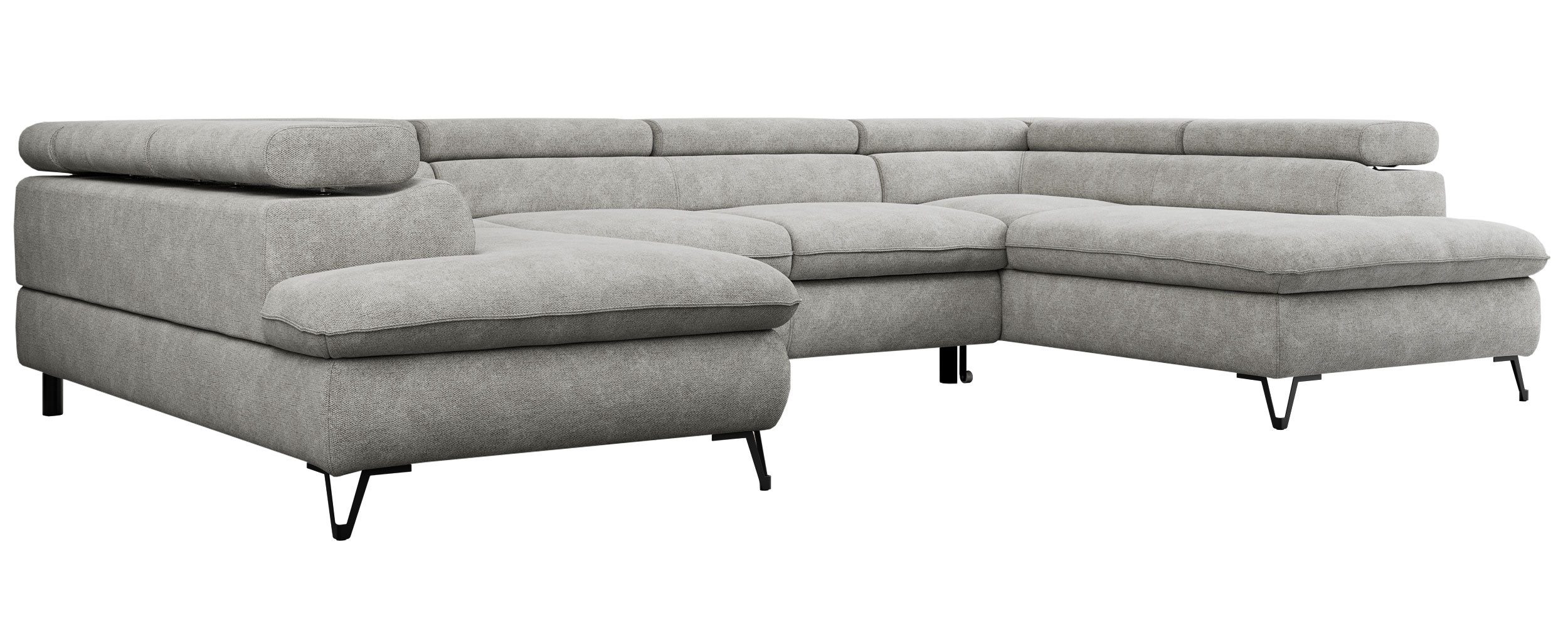 MKS MÖBEL Ecksofa PETER U, Set, Ecksofa U-Form, Wellenfedern, HR35-Schaum, form, Sofa big XXL, Bettkasten, Bettfunktion, Einstellbare Kopfstützen