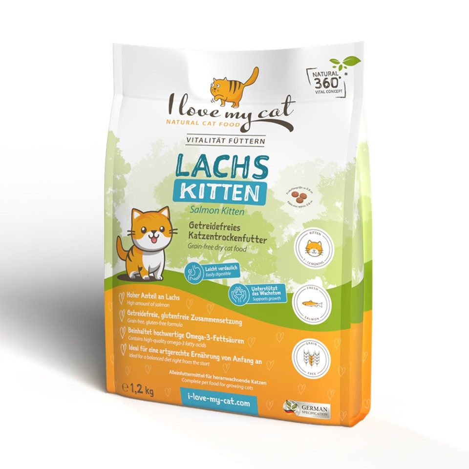 Bellfor I love my cat Getreidefreies Trockenfutter für Kitten mit Lachs, für: Katzen