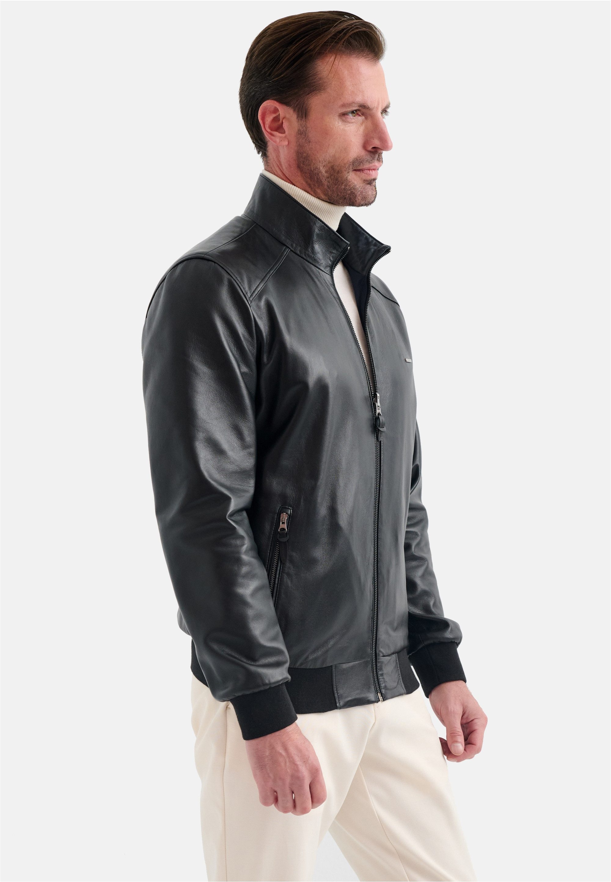 Pierre Cardin Lederjacke mit Stehkragen