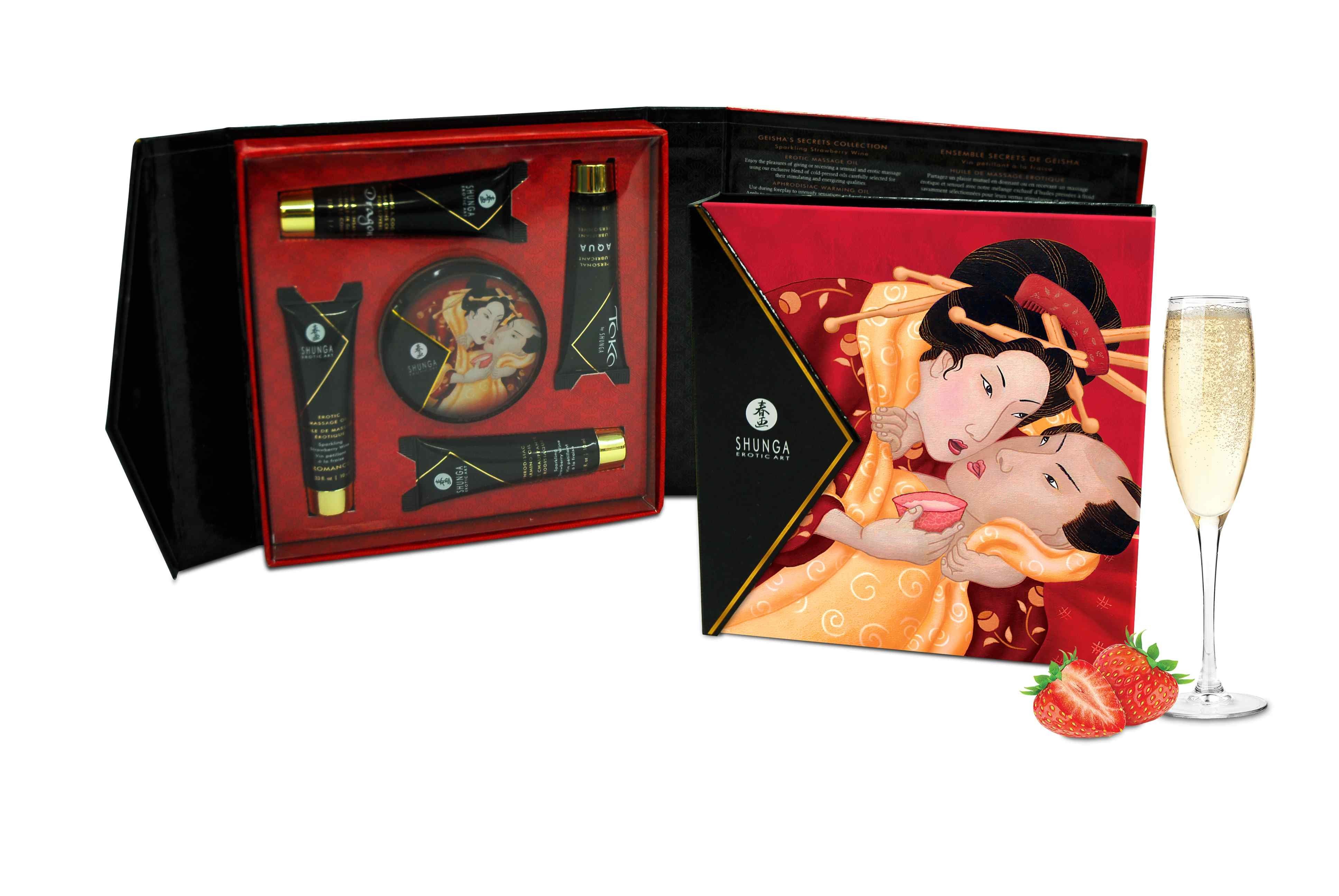 SHUNGA Massageöl Shunga - Geisha Sparkling Strawberry Wine 67 ml das perfekte Geschenk für Verliebte mehr