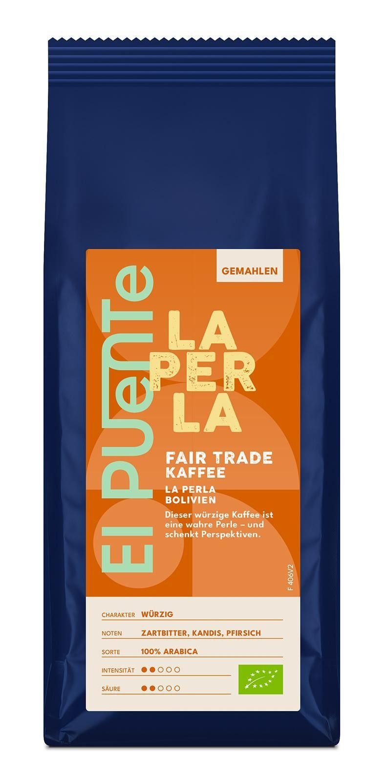 El Puente Kaffee La Perla - Bio-Kaffee gemahlen 250 g, Fair Trade, Vegan, Bio, Fair Trade