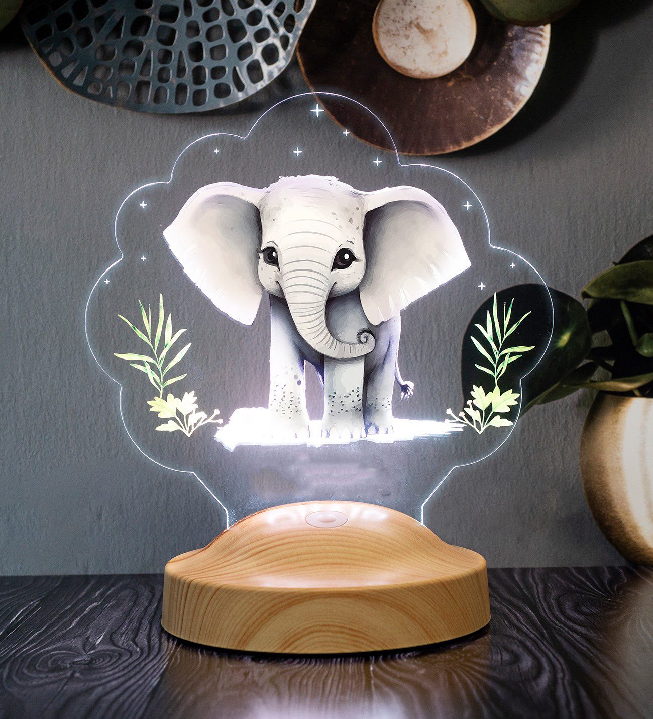 Geschenkelampe LED Nachttischlampe Elefant Nachtlicht 3D günstig online kaufen