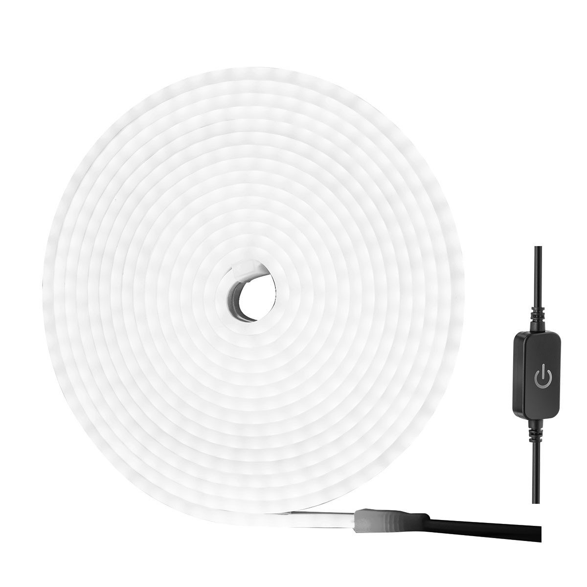 oyajia LED Stripe 12V Neon LED Streifen, 5M Wasserdicht IP65 3000K 6000K LED Lichtband, Silikon Flexibel LED Lichtleiste mit Netzteil und Controller