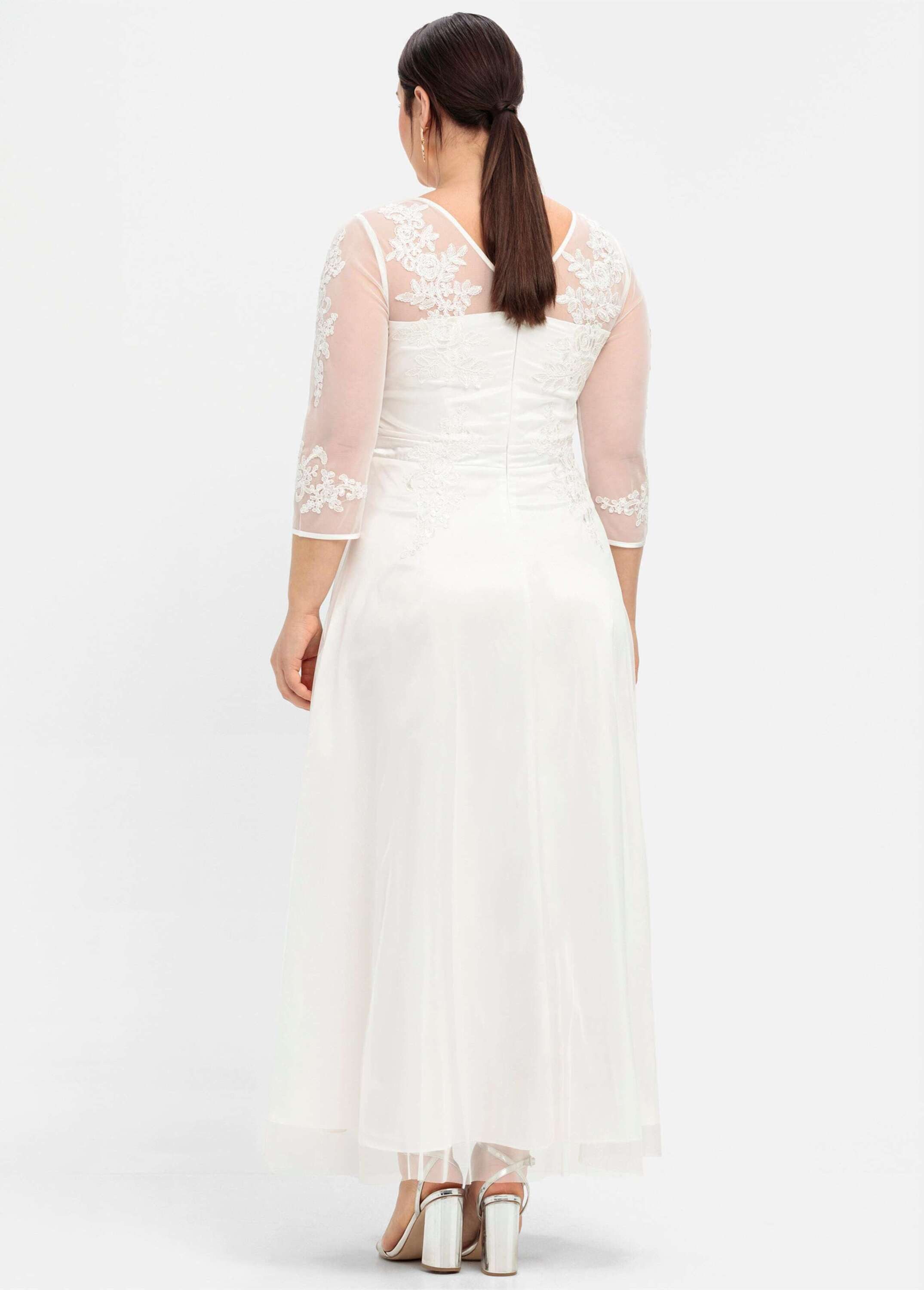 Sheego Etuikleid Abendkleid 3/4-Arm mit weit ausgestelltem Rockteil