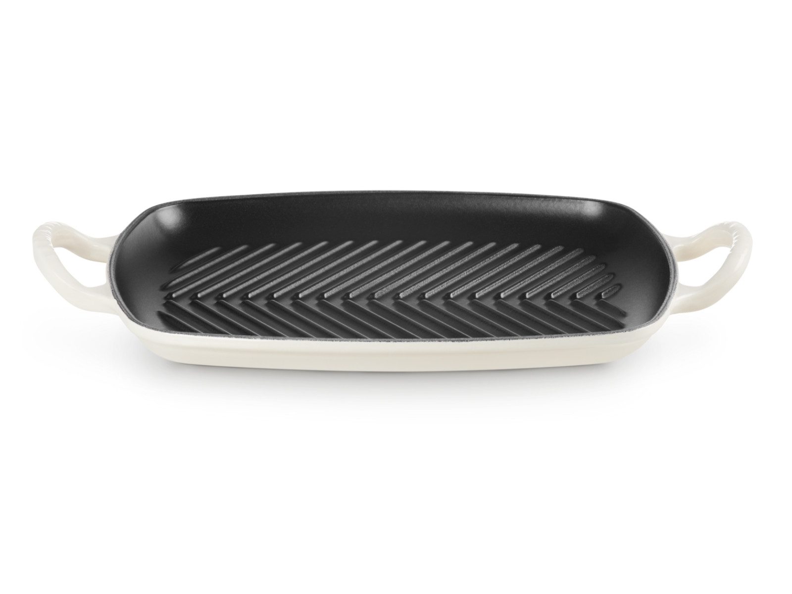 LE CREUSET Servierplatte Grillplatte Signature rechteckig meringue 30cm, Emailliertes Gusseisen, (Grillplatten)