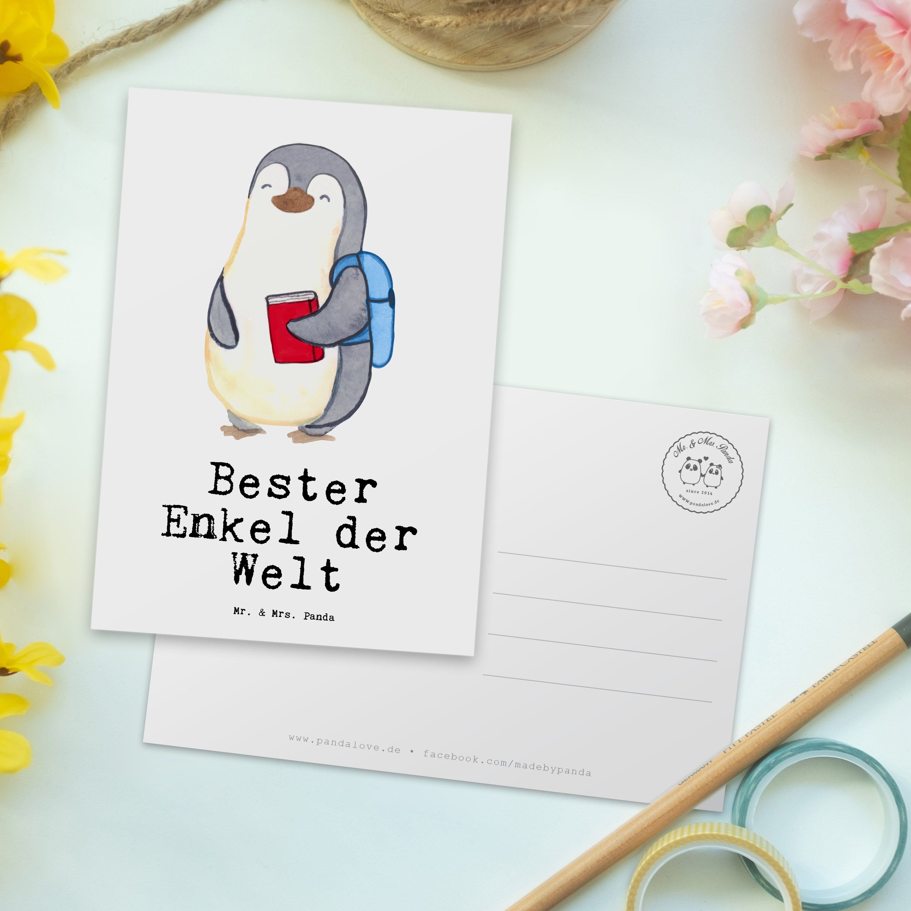 & Geschenkkarte, Ansichtskarte, - Freude Bester Welt Karte, - Enkel Enkelsohn, Pinguin Mr. Postkarte Panda der Großsohn Mrs. Grußkarte, Weiß Enkelkind, machen, Taufe, Geschenk,