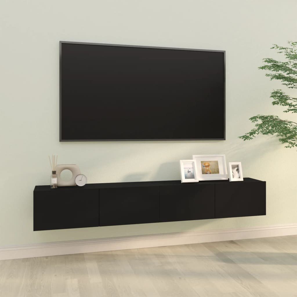 furnicato TV-Schrank TV-Wandschränke 2 Stk. Schwarz 100x30x30 cm  Holzwerkstoff