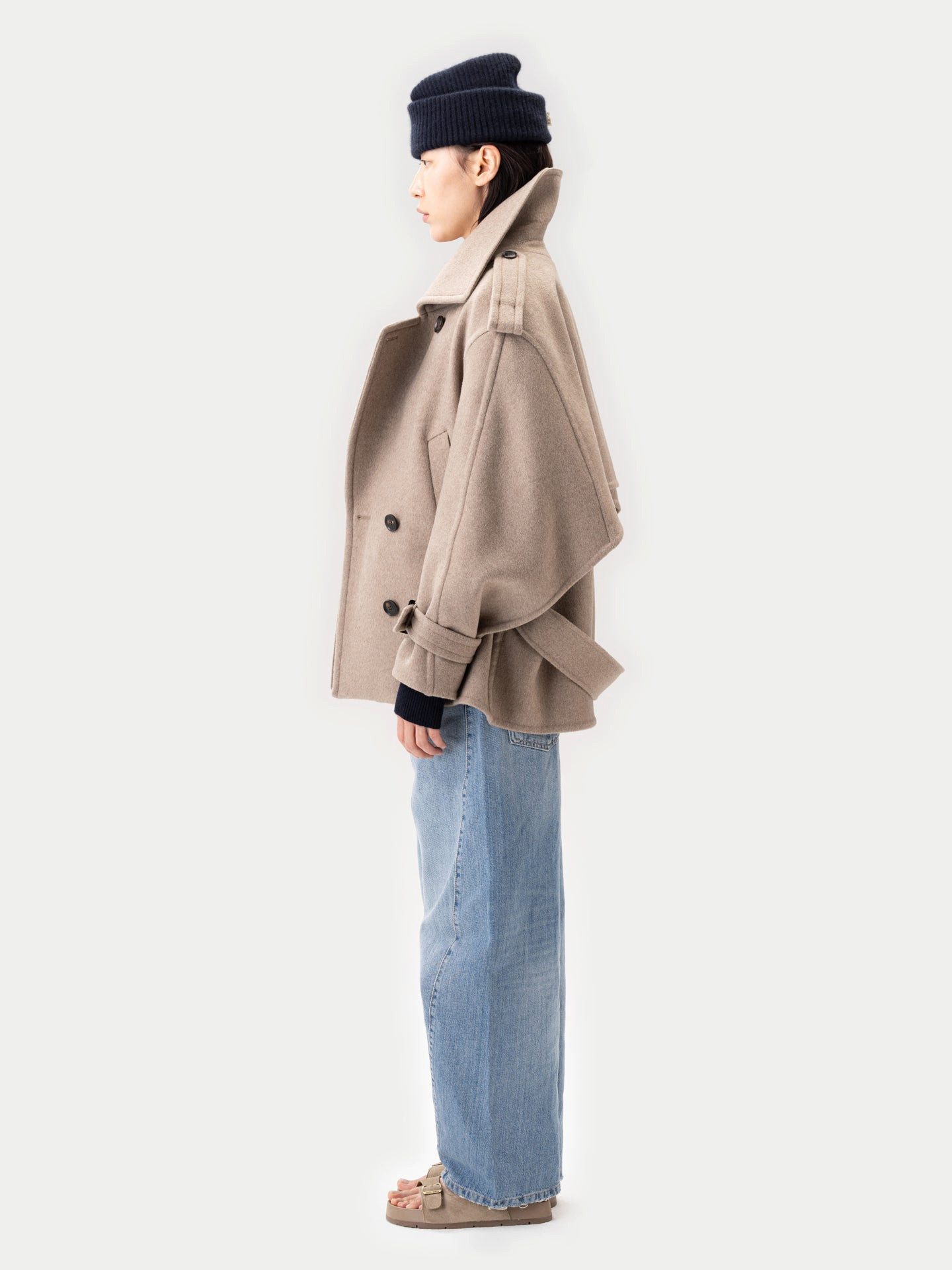 GOBI Cashmere Wollmantel Kaschmir Peacoat im Trench-Stil