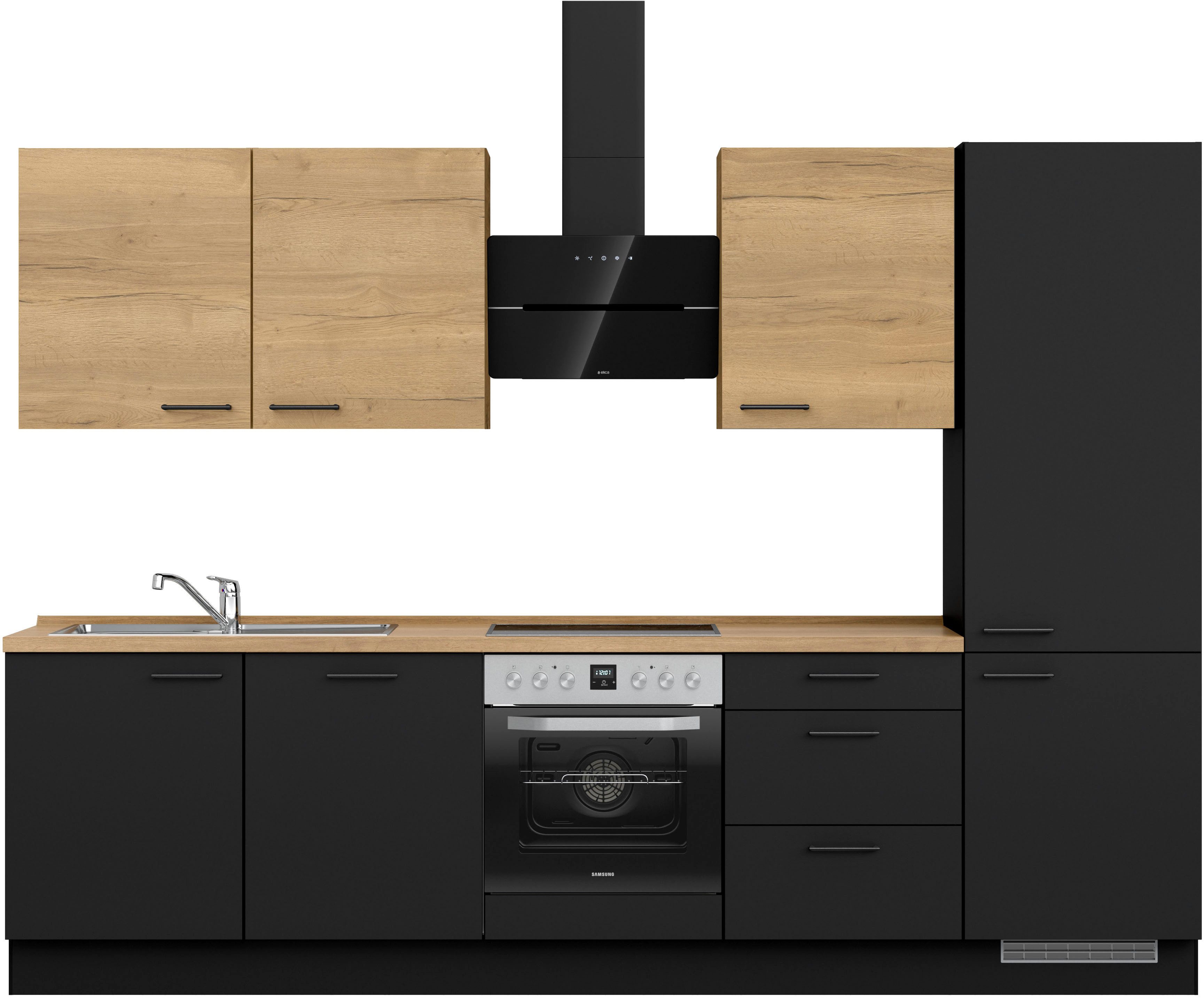 nobilia® Küchenzeile "MIAMI", NEU: individuell anpassbar mit gratis Profi-Beratung, vormontiert, Breite 300 cm, Ausrichtung wählbar, wahlw. mit E-Geräten