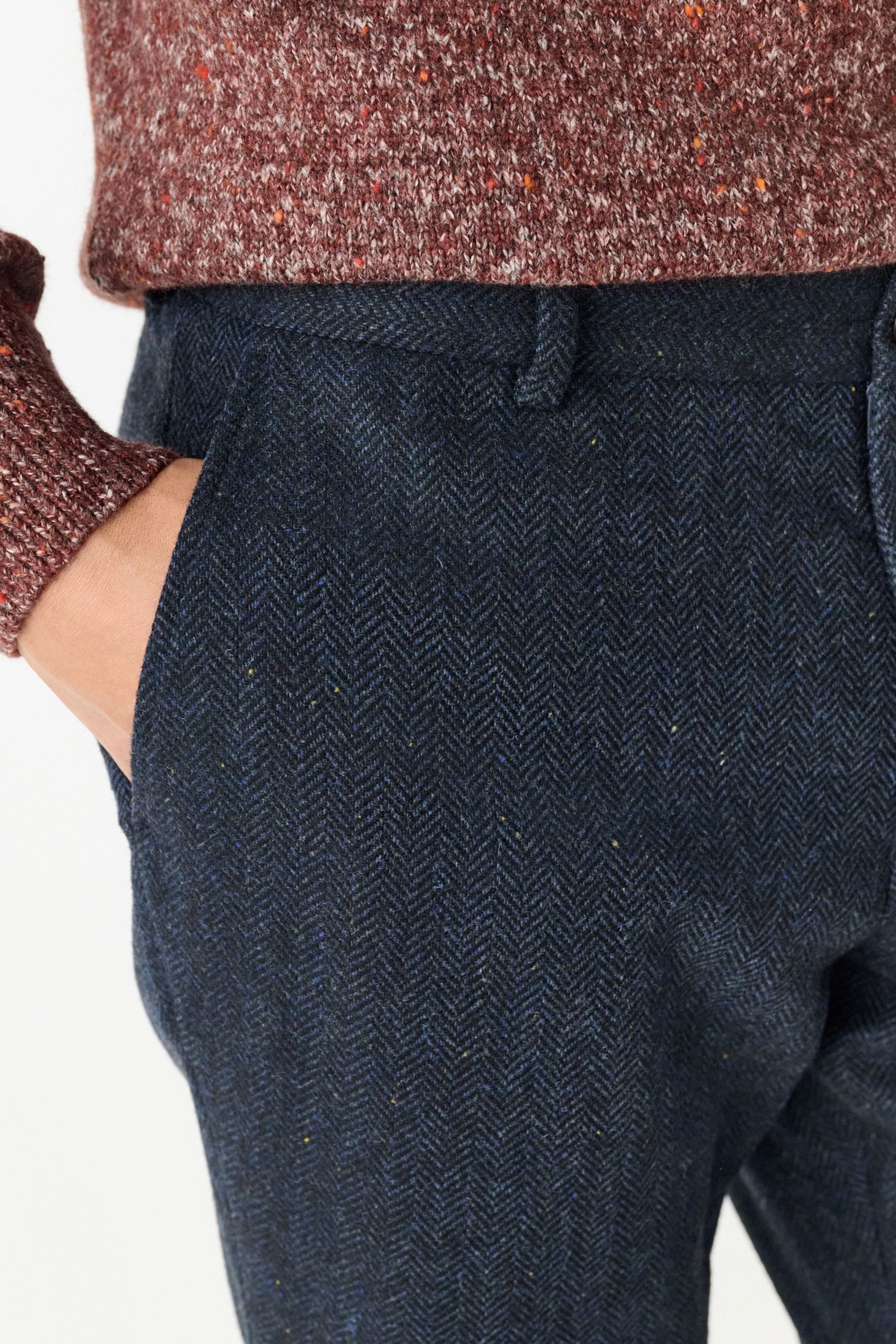 Next Anzughose Slim Fit Anzugshose mit Fischgrätmuster (1-tlg)