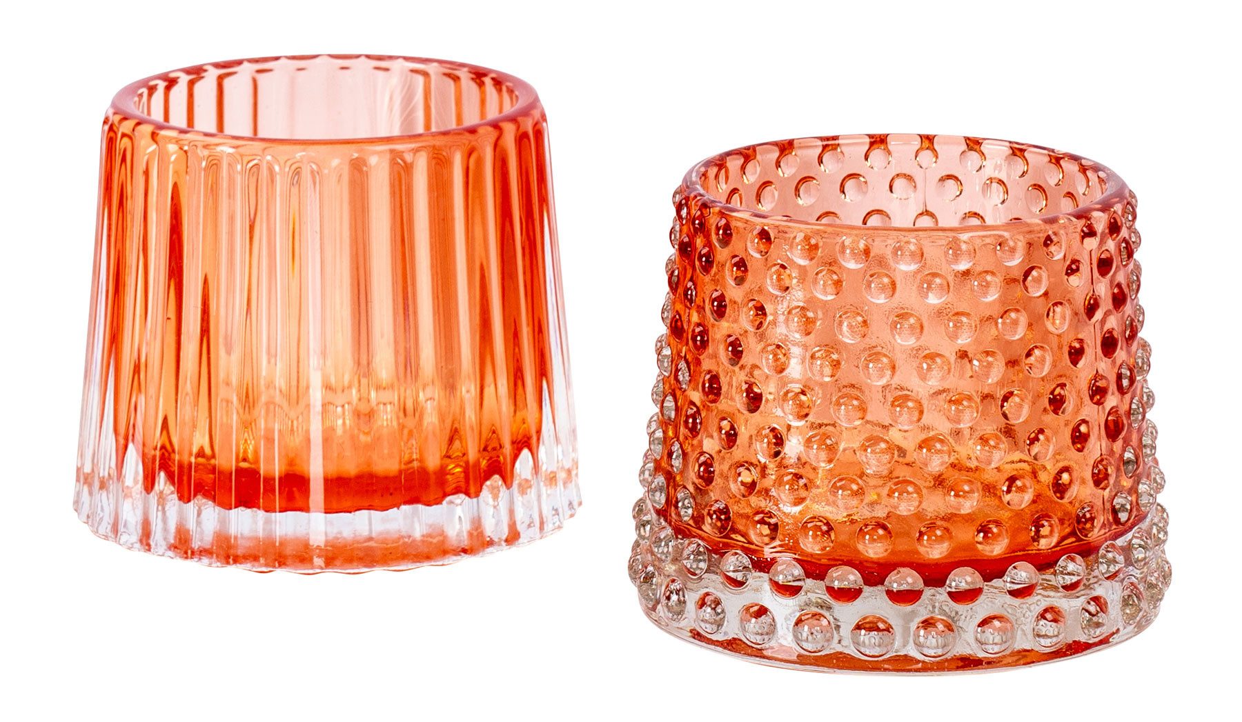 Levandeo® Teelichthalter, 2er Set Teelichthalter H7cm Glas Orange Kerzenhal günstig online kaufen