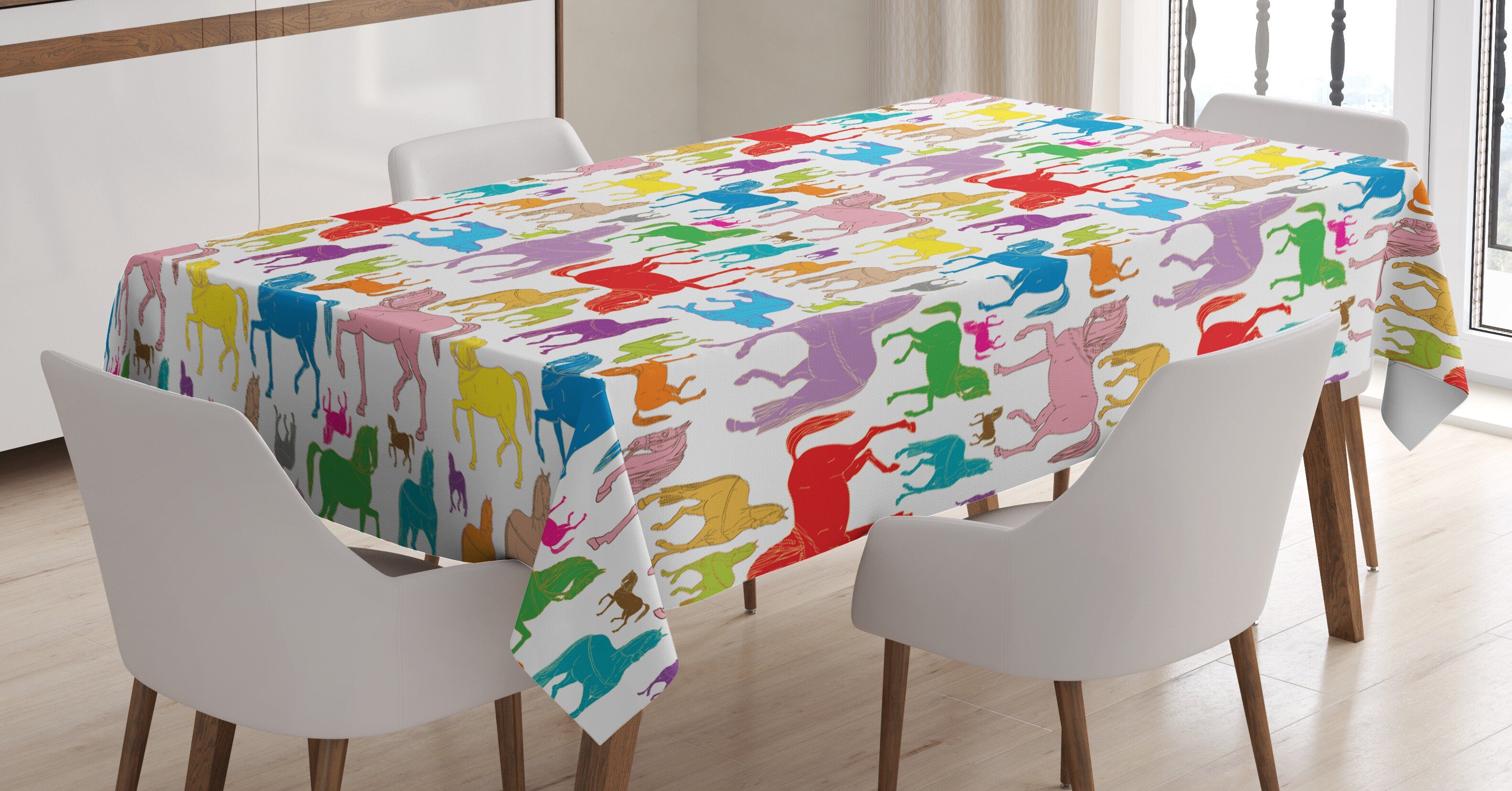 Farben, Waschbar Außen Tischdecke Farbfest Für geeignet Klare Abakuhaus Bereich Pferde den Wilde Abstrakte Stallions