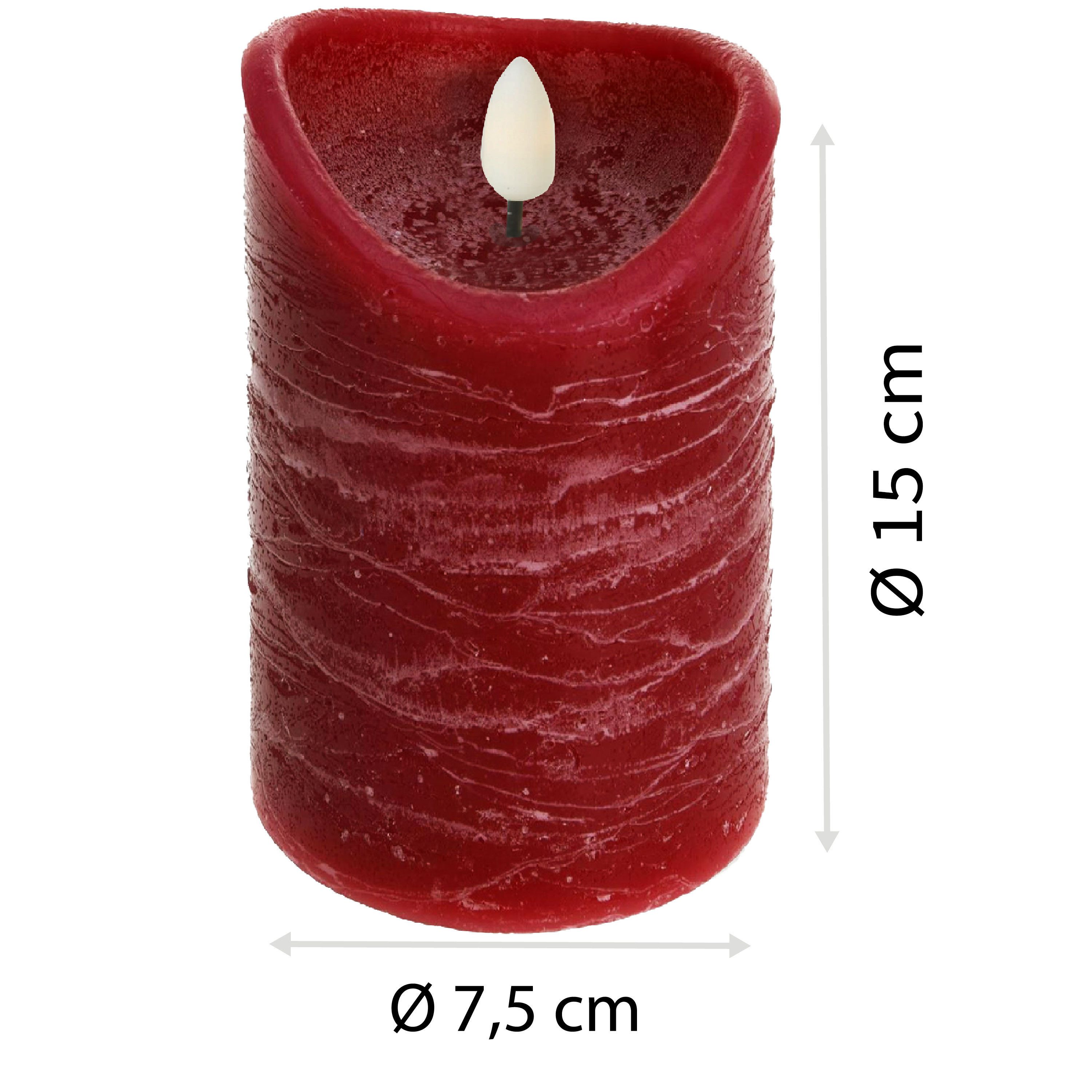 ToCi LED-Kerze LED Echtwachs Kerzen Set Timer schwarzer Docht, Rot, Ø7,5x15 günstig online kaufen