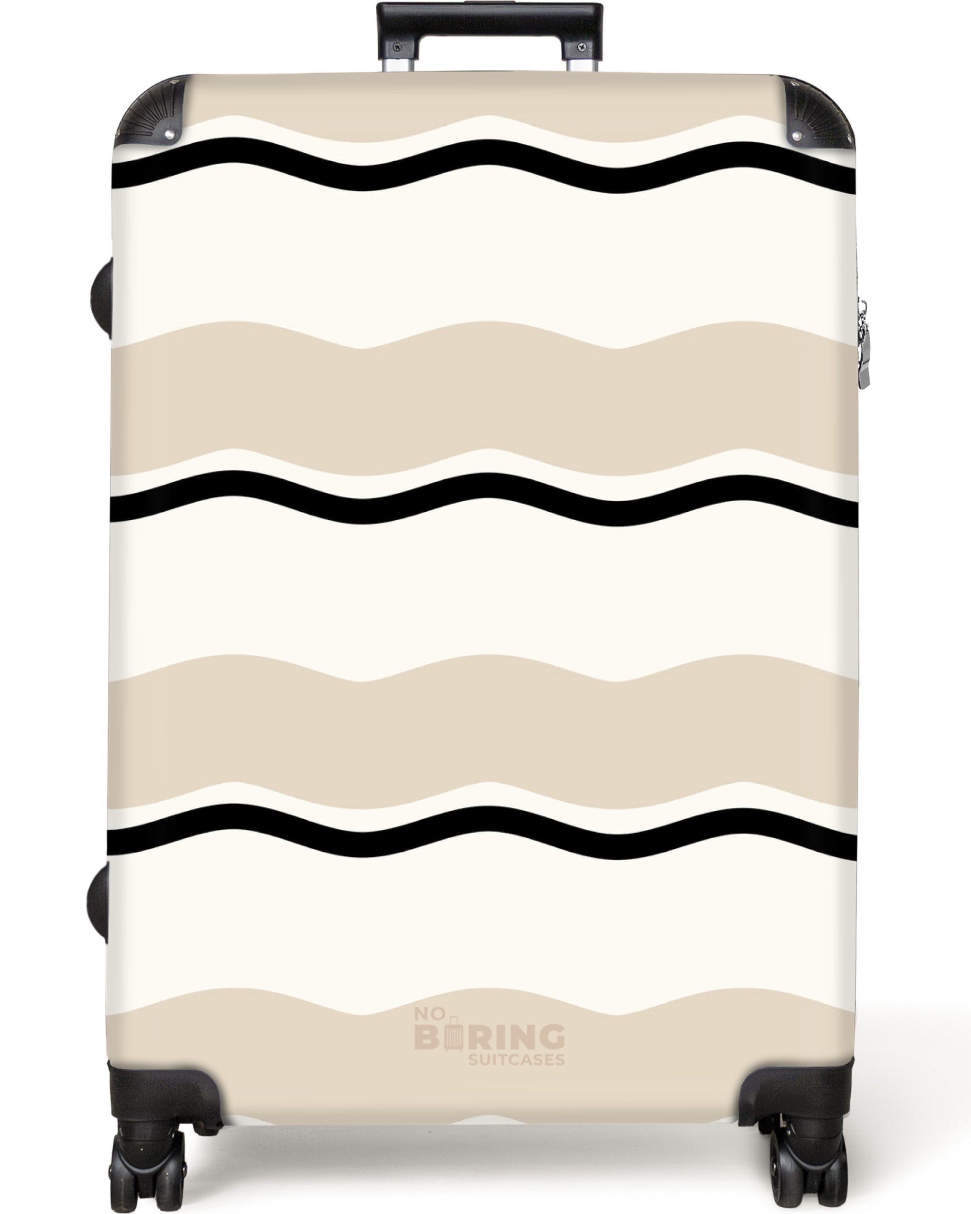 NoBoringSuitcases.com© Hartschalen-Trolley Gewellte Streifen in Creme-Tönen 77 cm - 98 L, 8 Rollen, Koffer Groß für 30kg, Trolley, Rollkoffer, Reisekoffer