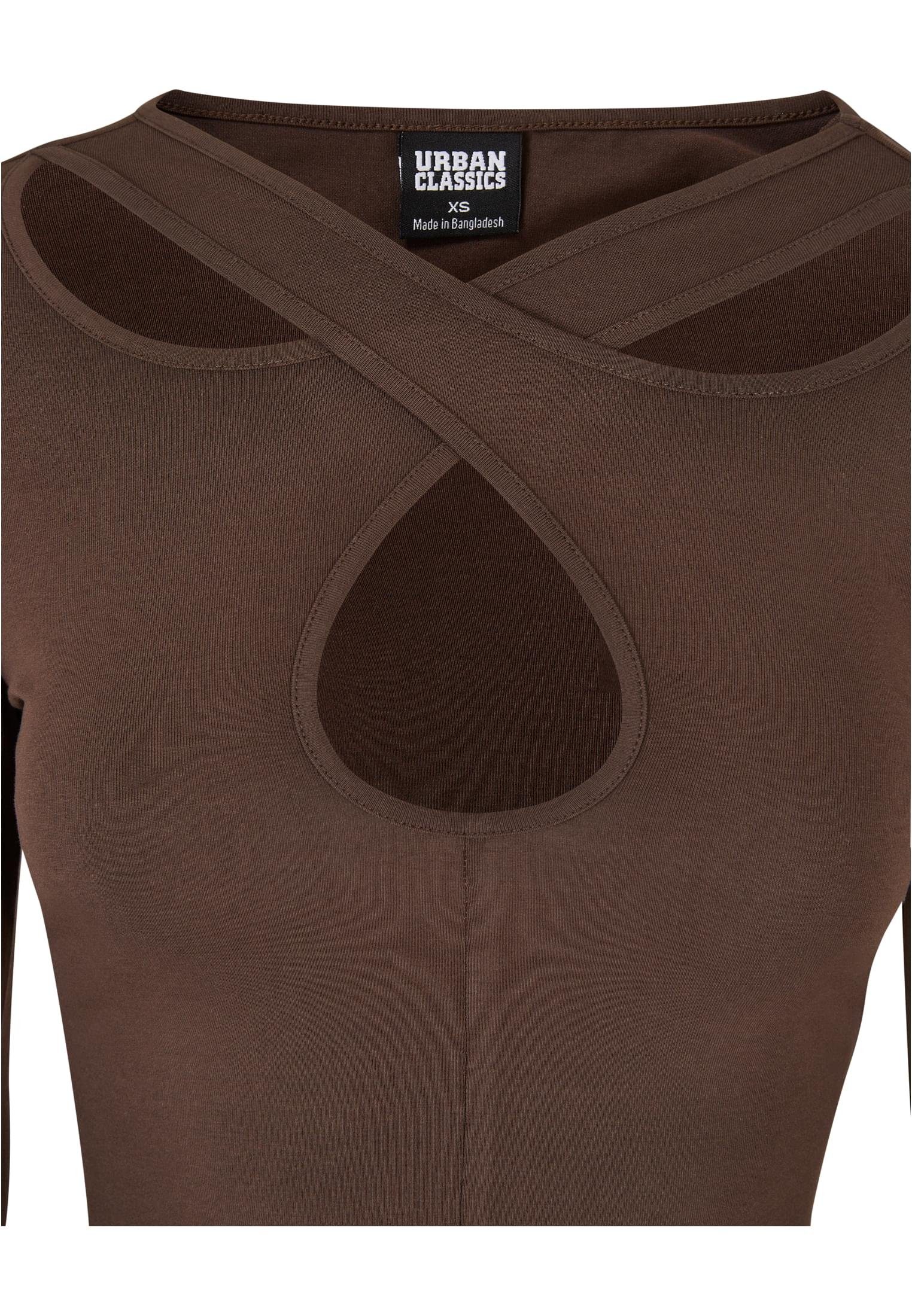 URBAN CLASSICS Langarmshirt Urban Classics Damen Ladies Crossed Cut Out Longsleeve (1-tlg)