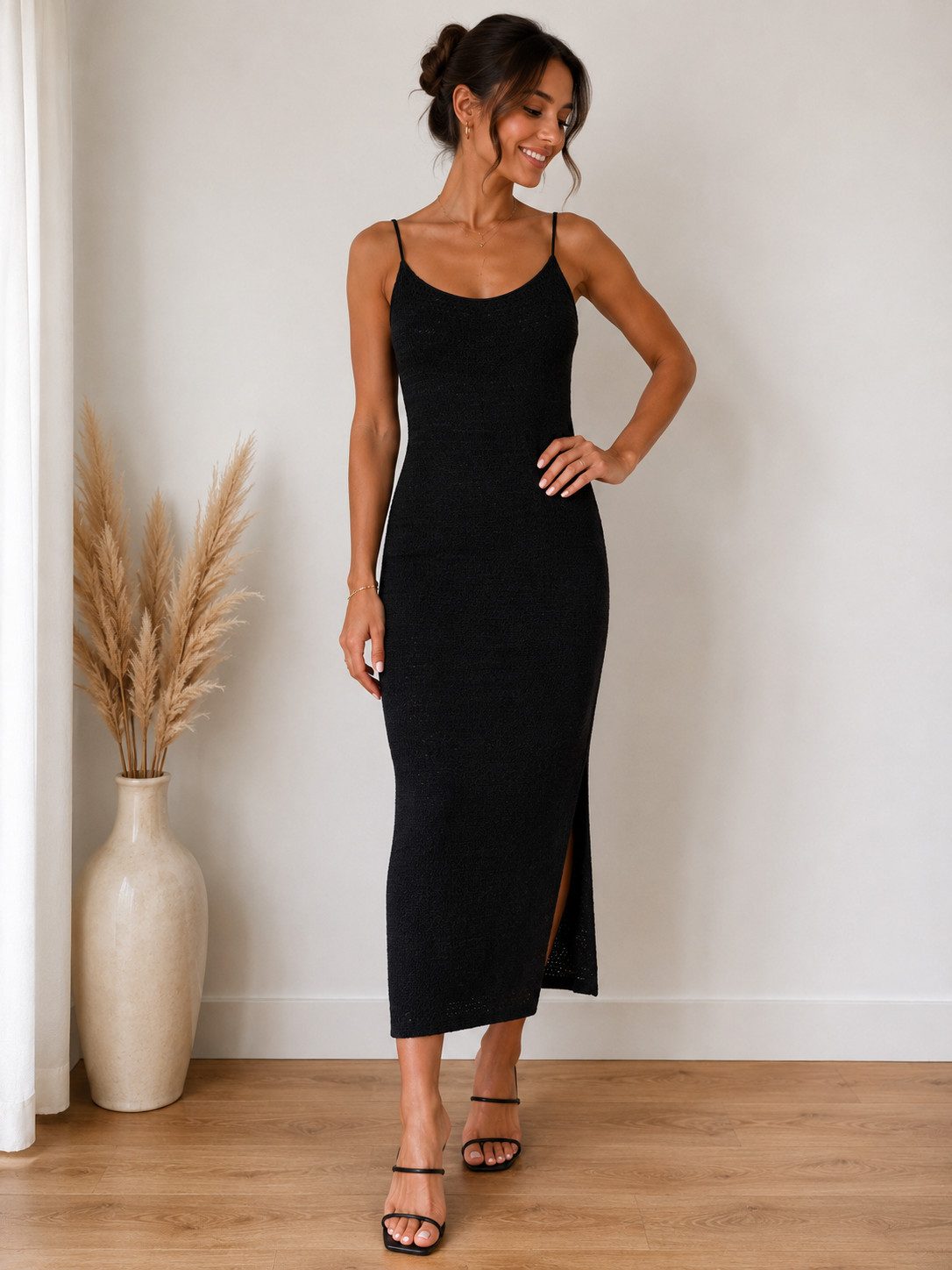 Sonderpostendiscount Sommerkleid Sommerkleid Strick Modell Skylar mit Innenfutter ONE SIZE (S-L) Innenfutter viscose nicht Durchsichtig