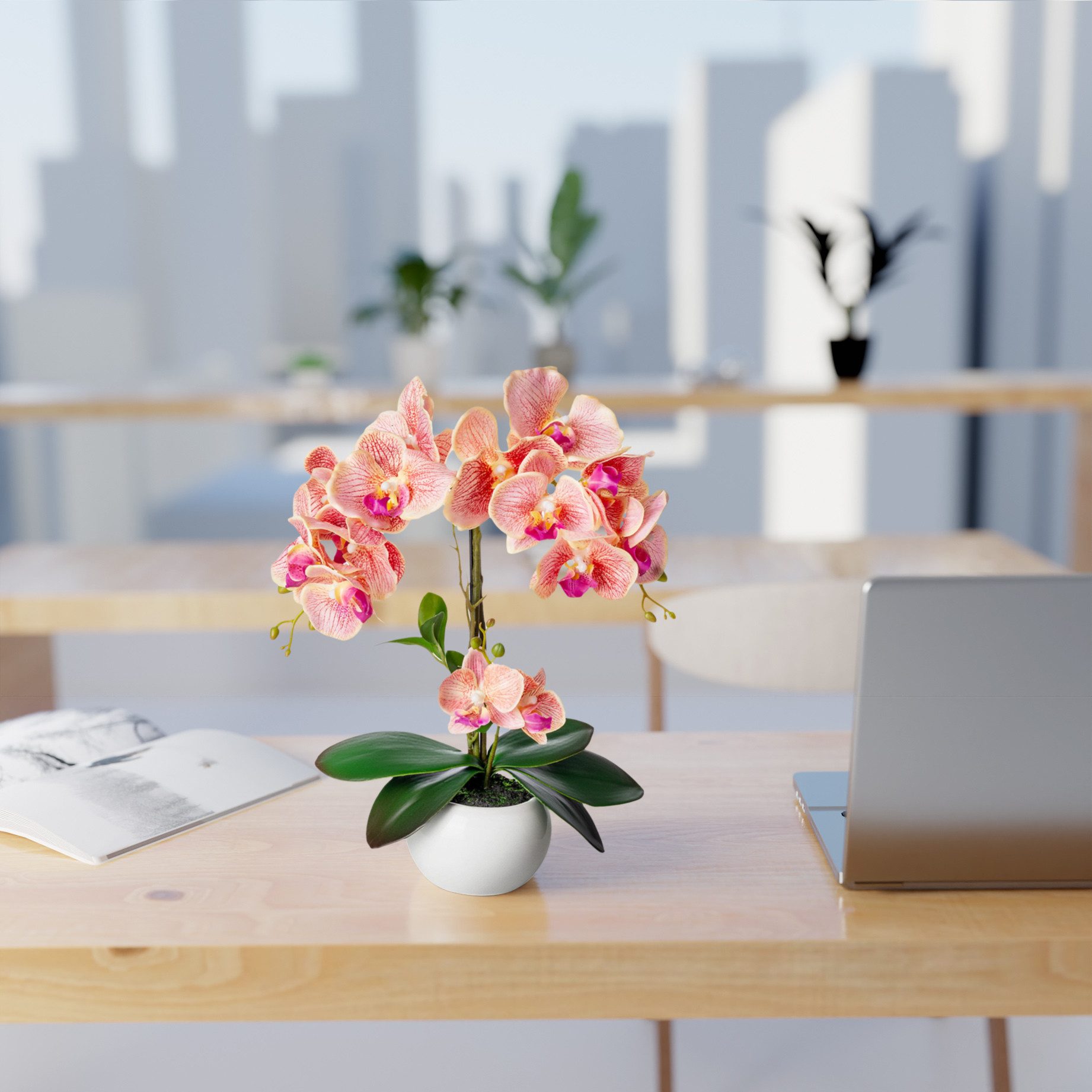 Kunstorchidee PASCH® Orchidee künstlich wie echt (40cm) in Hochglanz-Keramiktopf Orchidee, PASCH