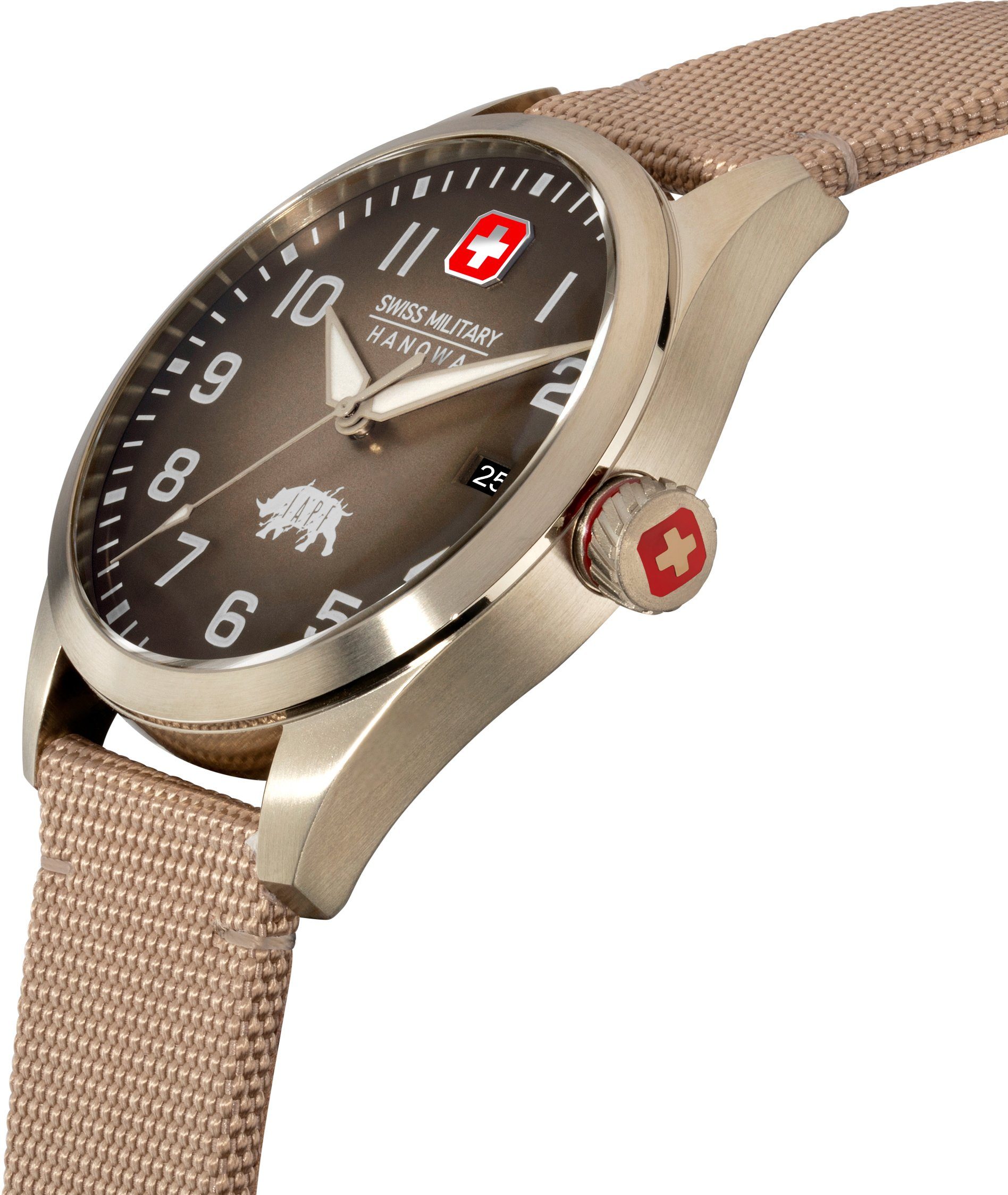 Swiss Military Hanowa Schweizer Uhr BUSHMASTER, SMWGN2102310,  Edelstahlgehäuse, goldfarben IP-beschichtet, Ø ca. 43 mm