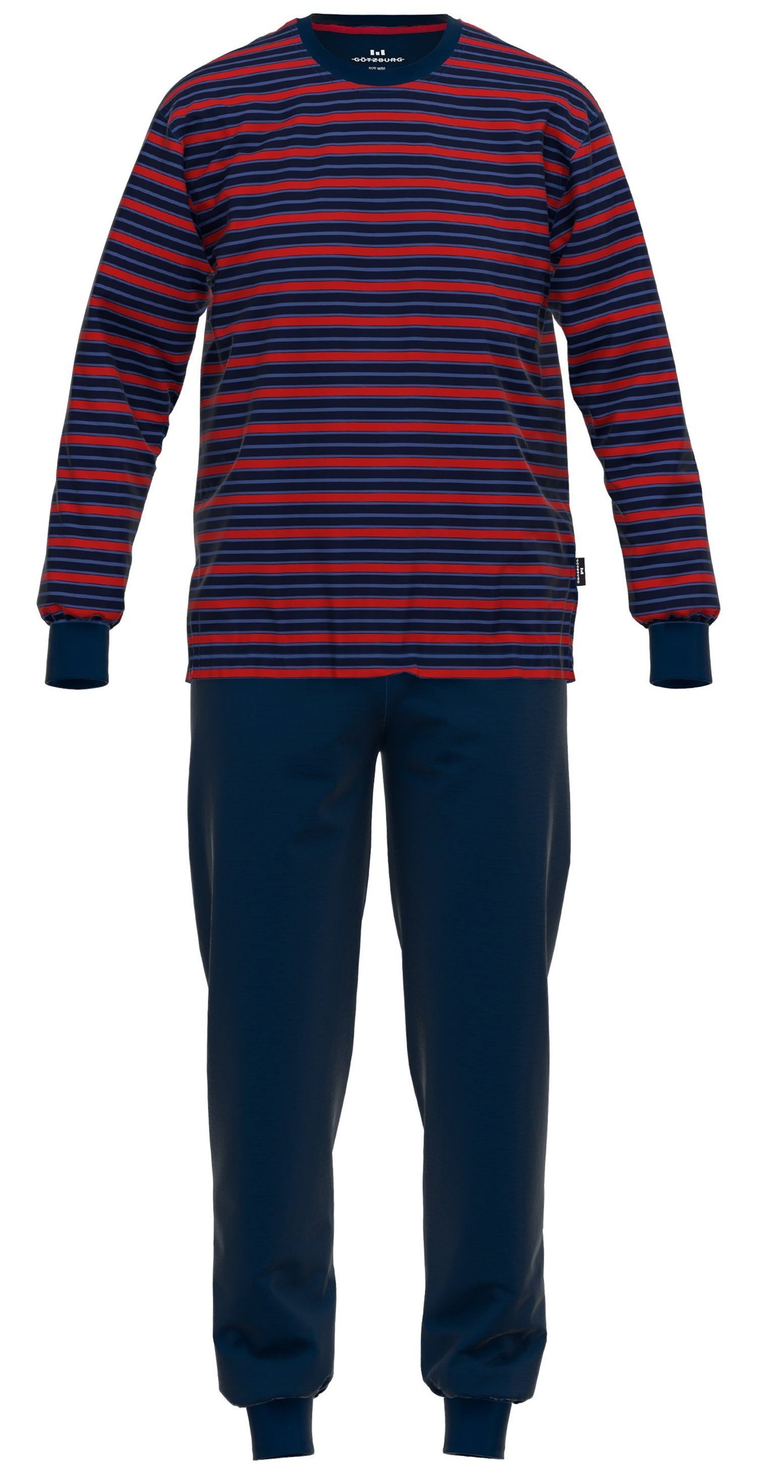 GÖTZBURG Schlafanzug Herren Pyjama lang mit Bündchen (2 tlg) Baumwolle günstig online kaufen