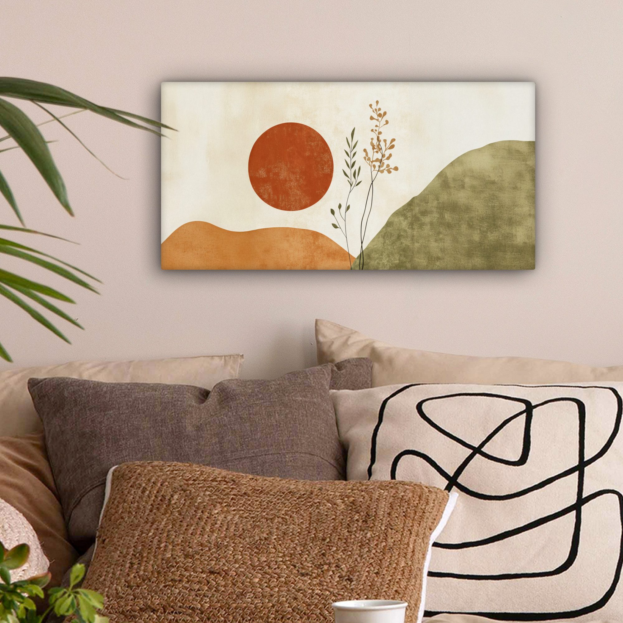 OneMillionCanvasses® Leinwandbild Panorama Sonne - Abstrakt - Äste - Orange günstig online kaufen