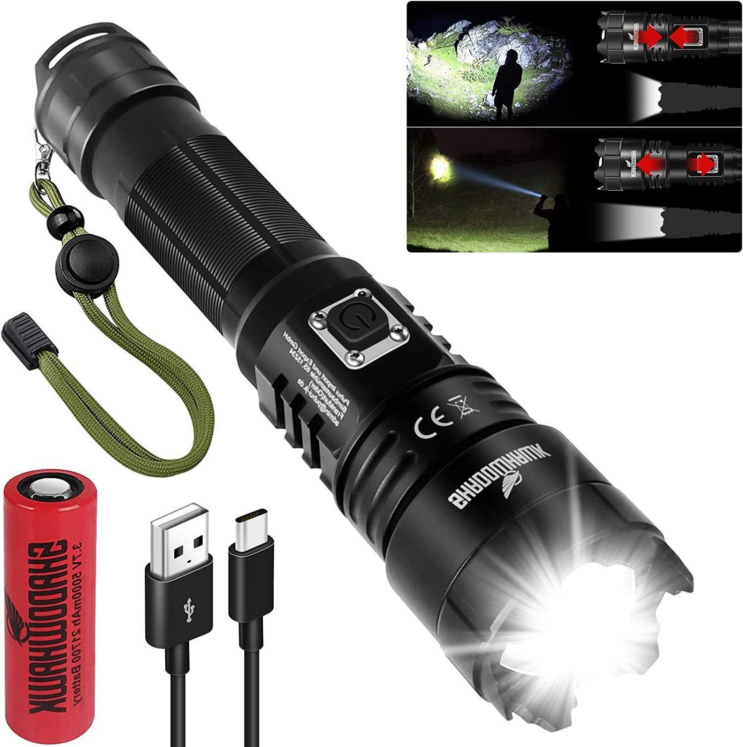 Taschenlampe Extrem Hell 12000 Lumen USB Aufladbar Taschenlampen