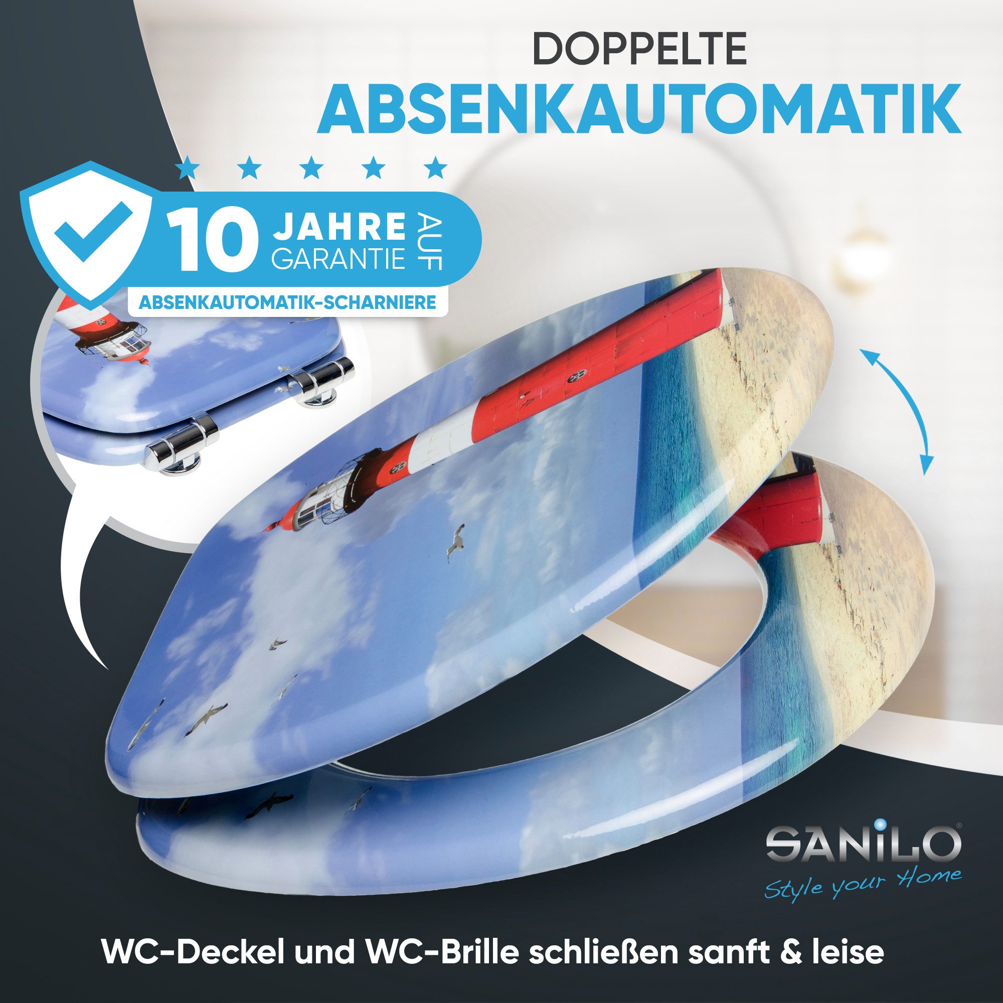 Sanilo WC-Sitz mit Absenkautomatik, viele schöne Toilettensitze direkt vom Hersteller, Premium Toilettendeckel, moderner Klodeckel, leichte Montage