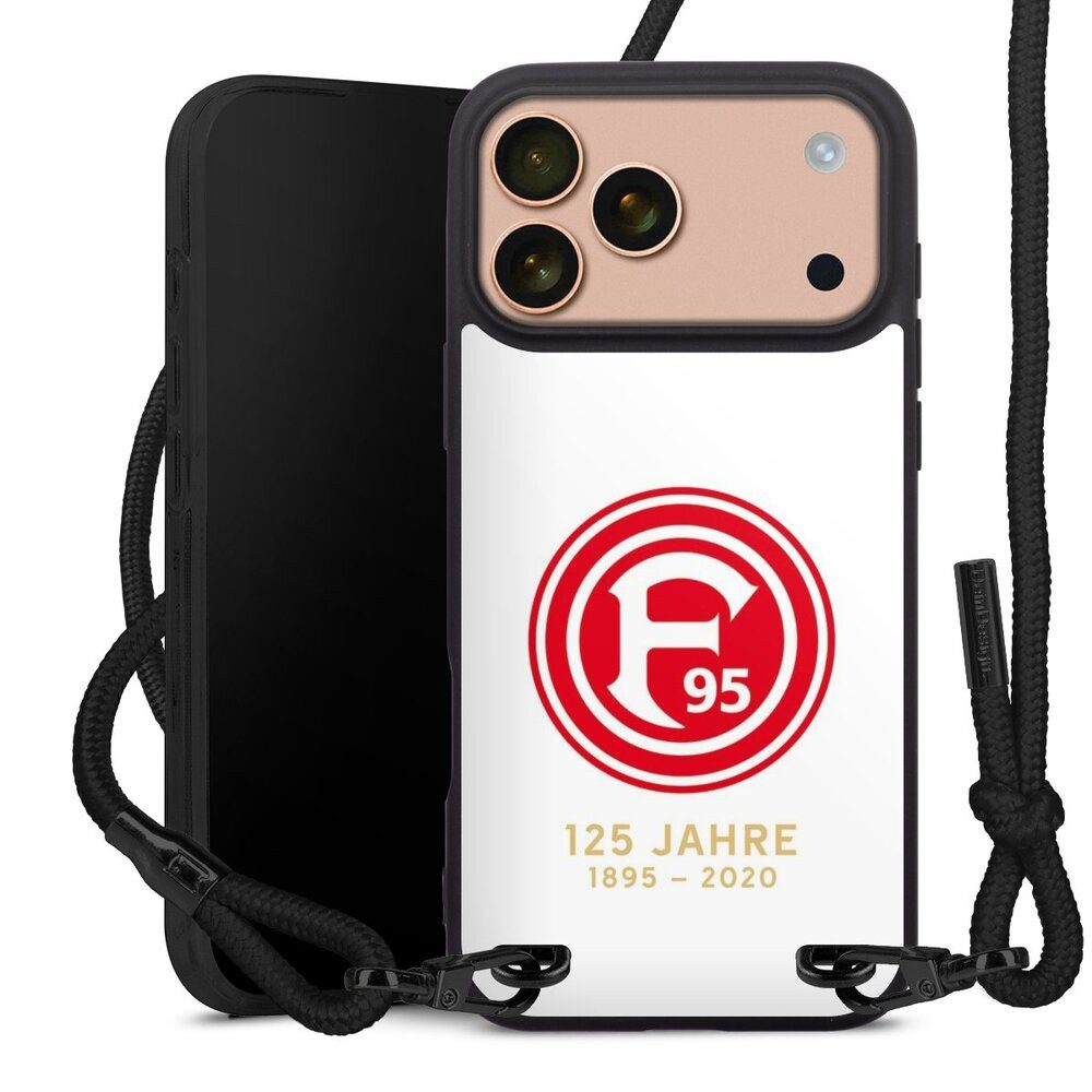 DeinDesign Handyhülle Fortuna Düsseldorf Logo Wappen 125 Jahre Fortuna Weiß, Apple iPhone 17 Pro Max Premium Handykette Hülle mit Band