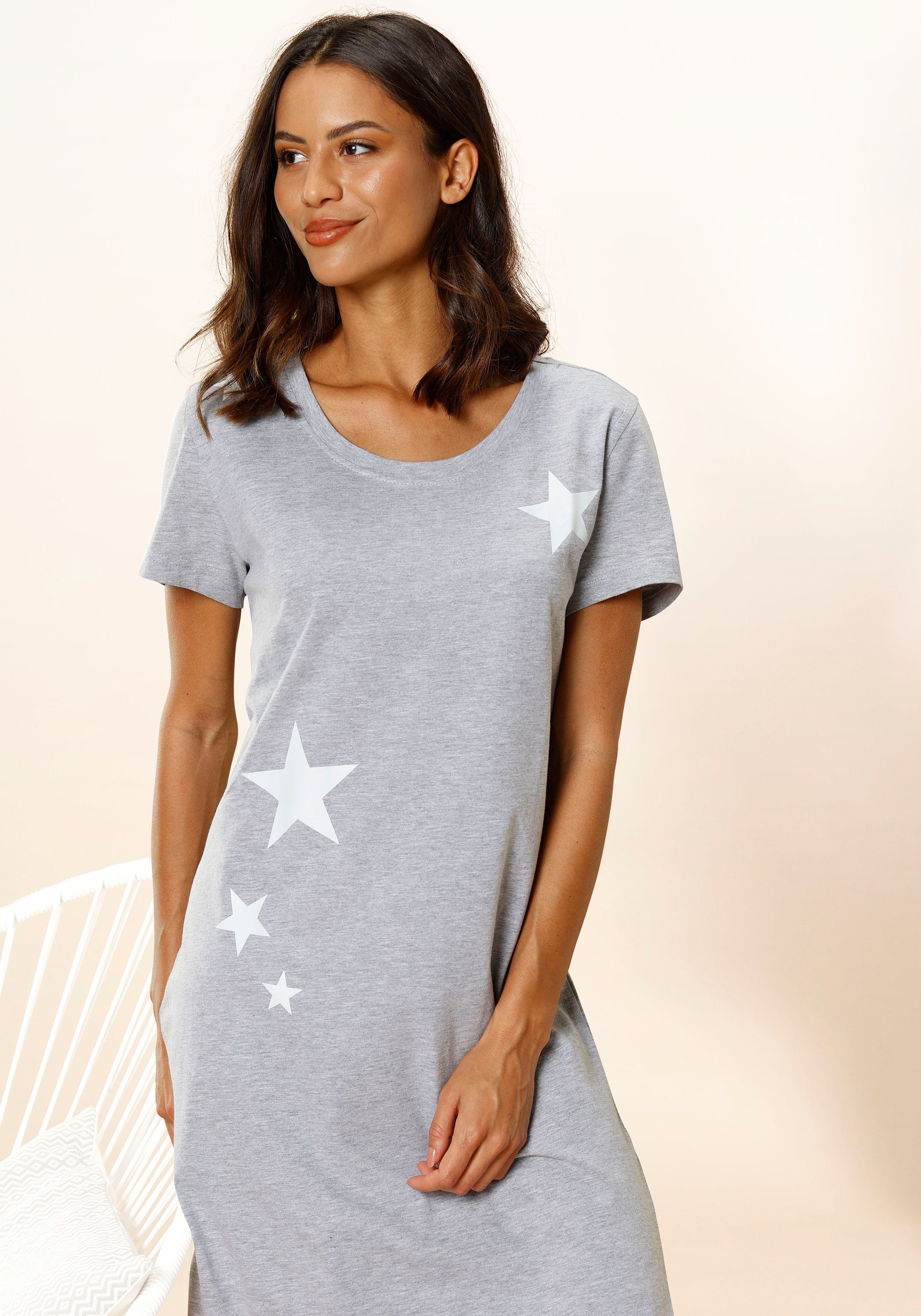 Vivance Dreams in mit Midi-Länge großem Nachthemd, Nachthemd Sternendruck