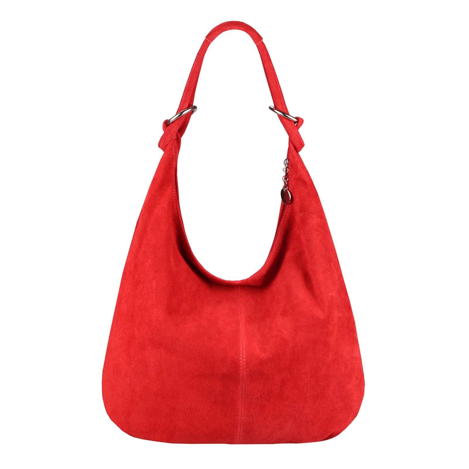Schultertasche Made in Italy Damen Leder Tasche Shopper Umhängetasche Hobo Beutel Bag
