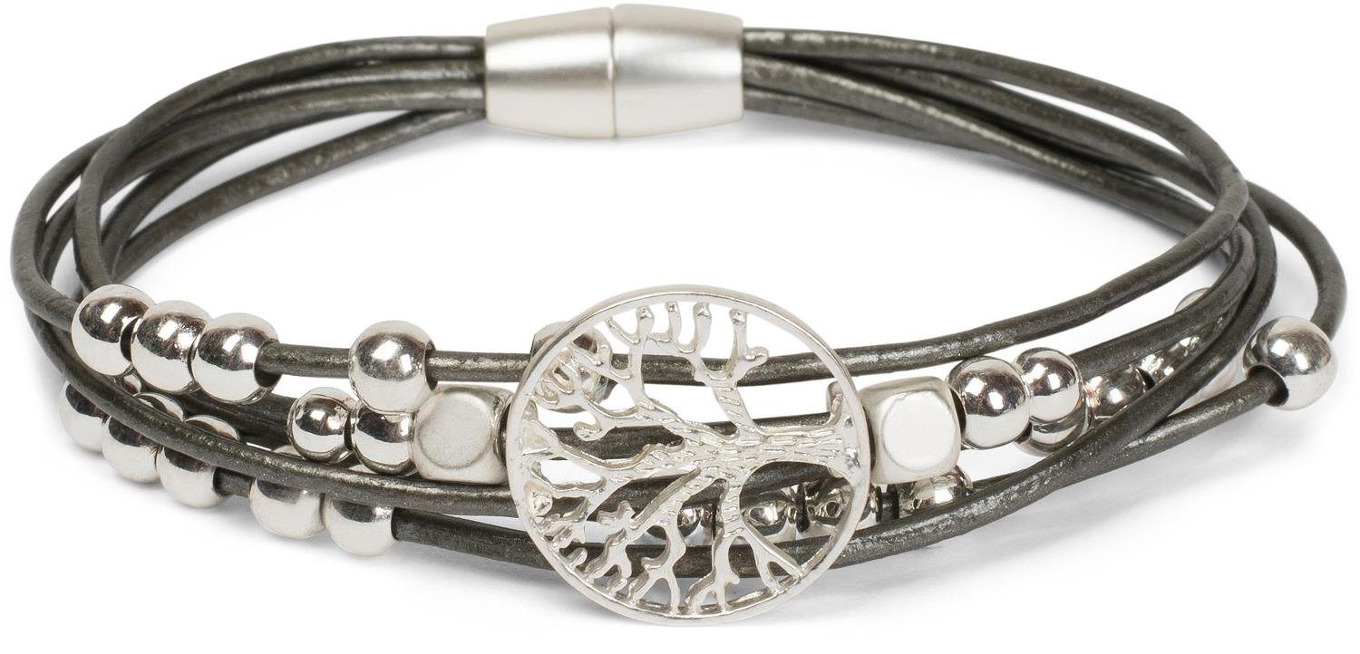 styleBREAKER Armband Armband mit Lebensbaum, Perlen und Bändern (1-tlg)