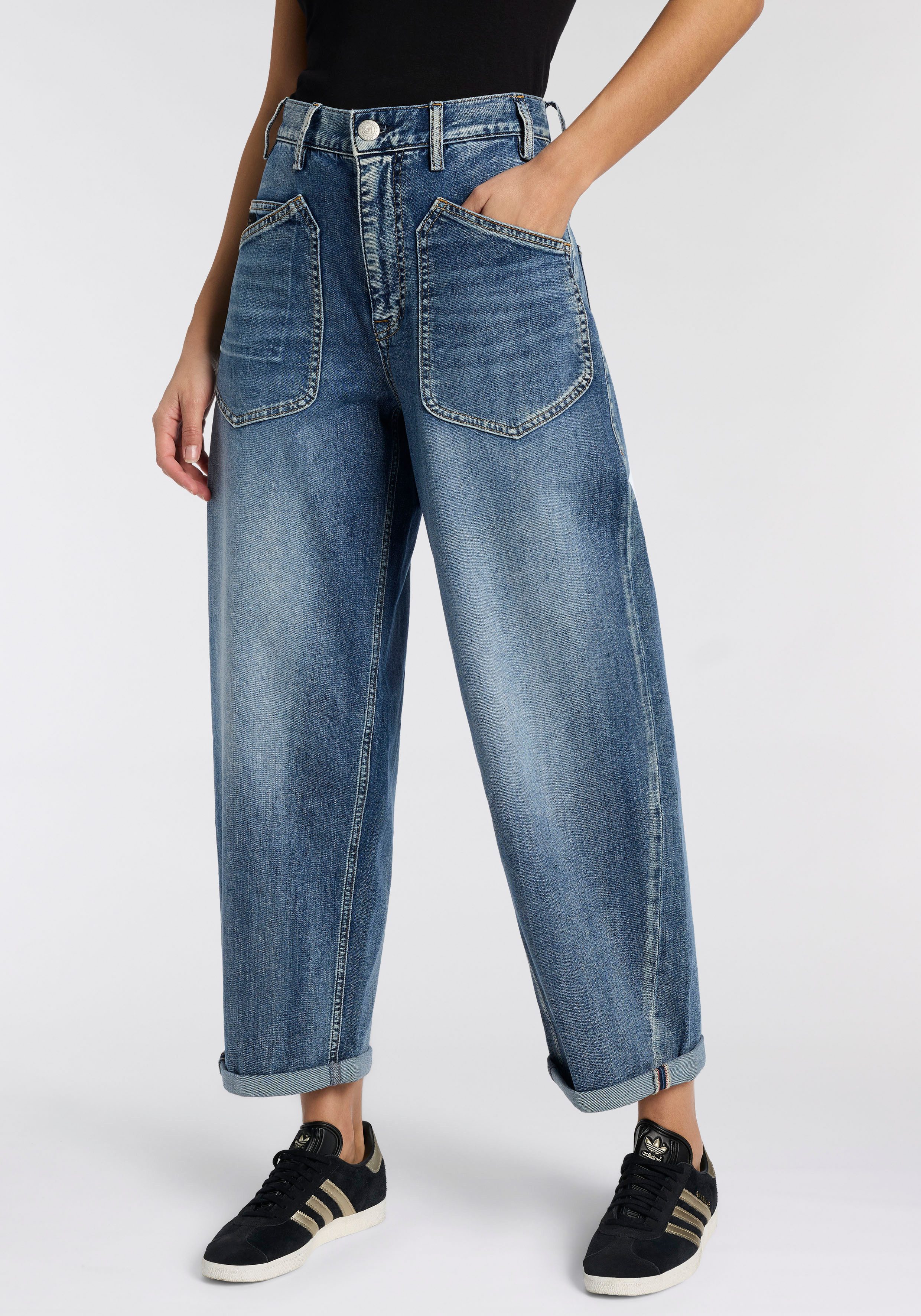 Herrlicher Loose-fit-Jeans Meryll Organic Denim Stretch in Cropped-Länge, Barrel Fit, Mid Waist