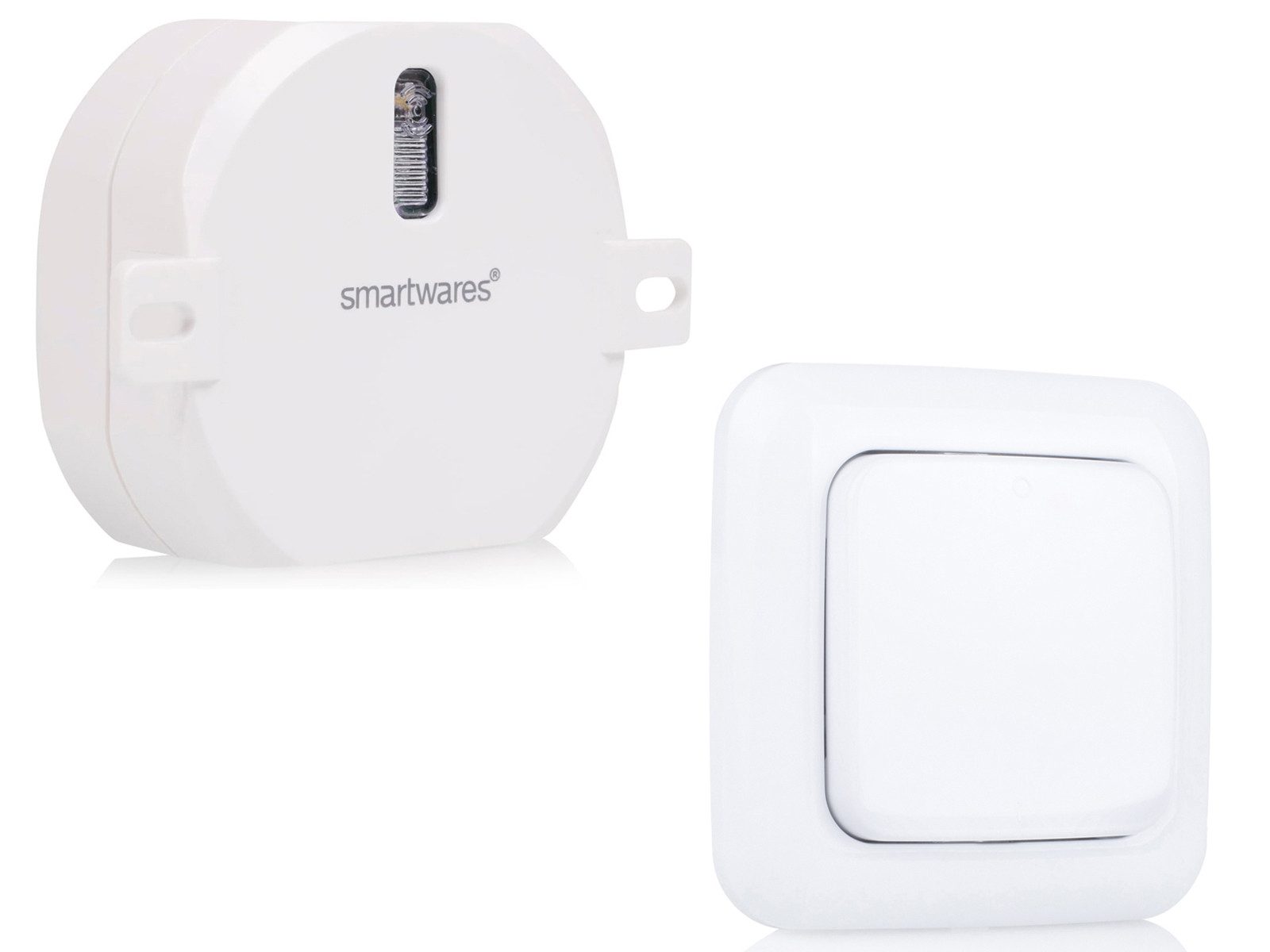 smartwares Licht-Funksteuerung, für Innen, Wohnzimmer, Schlafzimmer, Kinderzimmer, Küche, Funkschalter Set 230V Funkempfänger & Wandschalter Taster, 1000 Watt