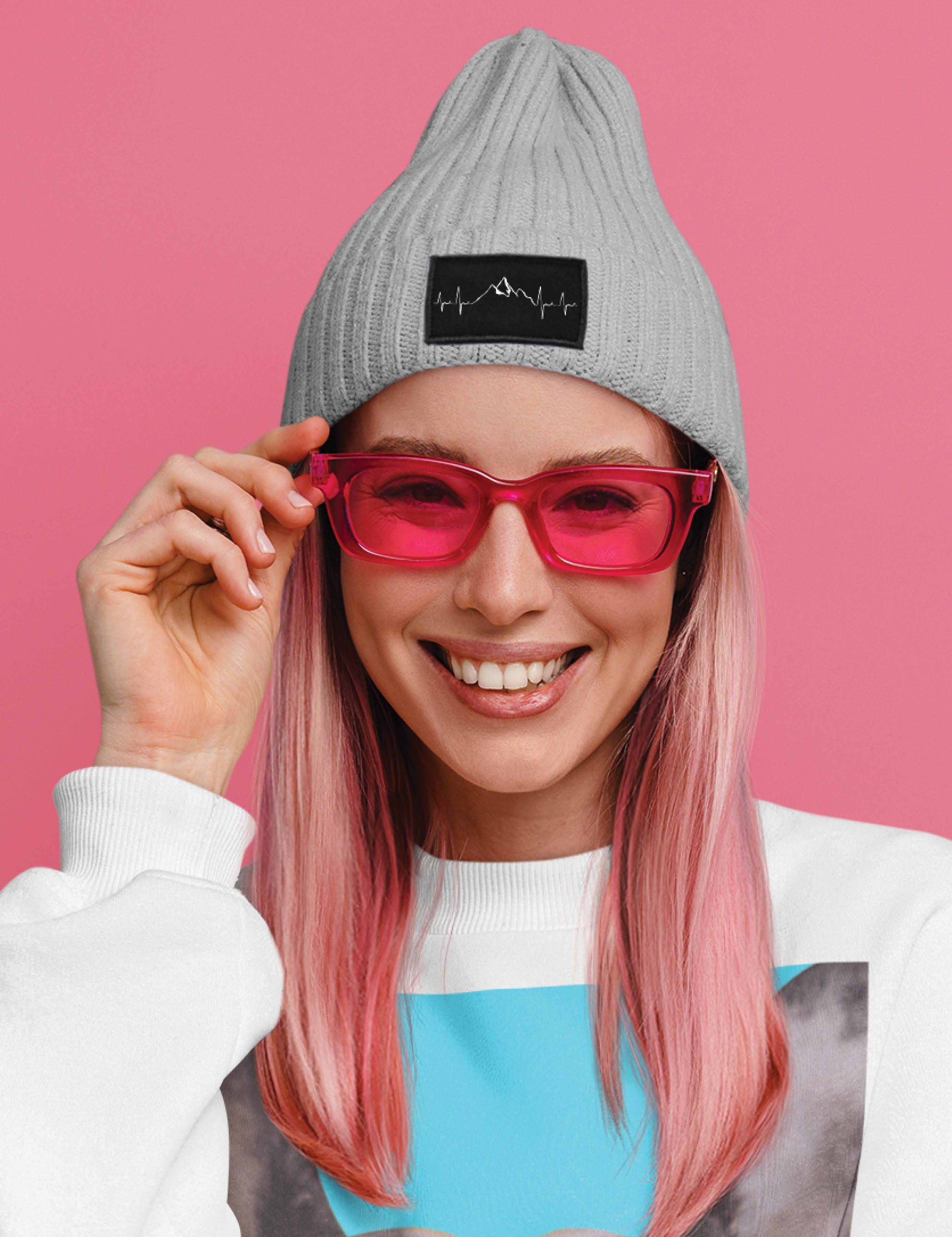 Youth Designz Beanie Unisex Strick Beanie Mütze mit Heartbeat Mountain Aufdruck Geschenk mit lustigen Print für Damen und Herren