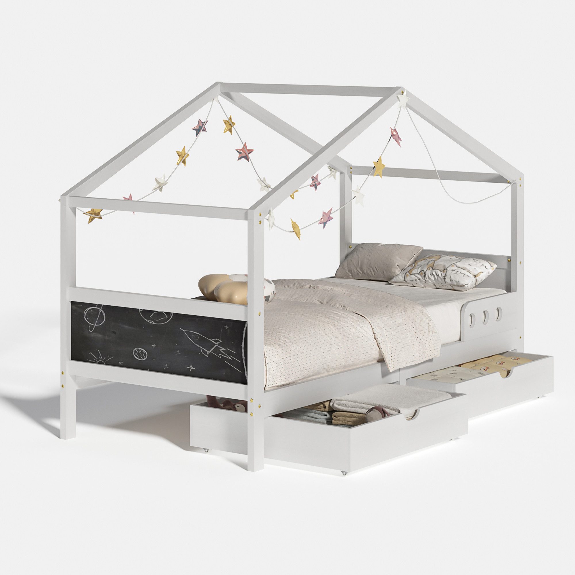 LVHOM Kinderbett 90x200cm Komplettbett Kinderbetten, Hausbett günstig online kaufen