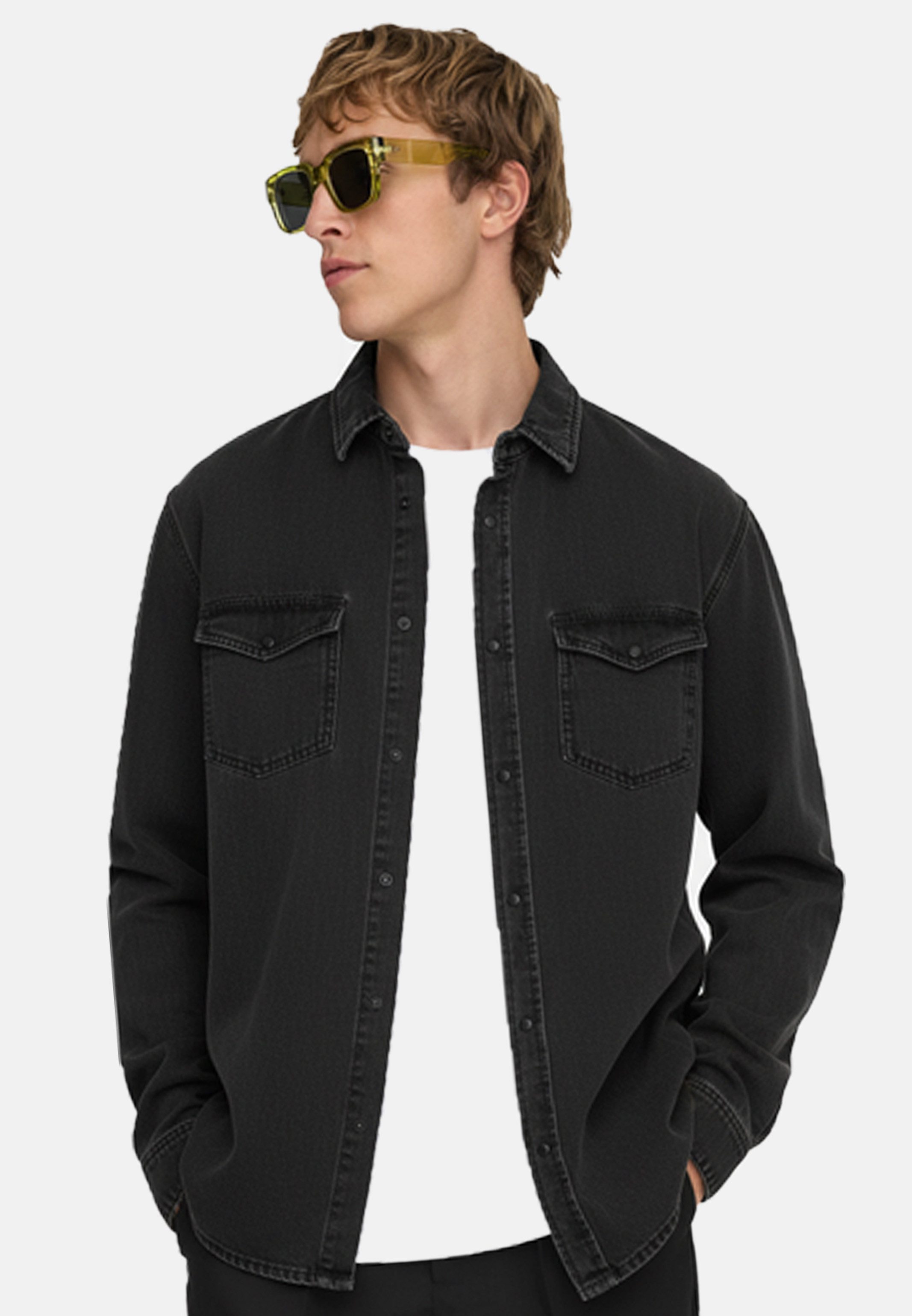 ONLY & SONS Jeanshemd Bane (1-tlg) Jeanshemd - Baumwolle - Blickdicht - Klassischer Denim Look