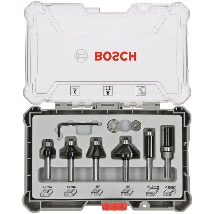 Bosch Professional Fräser-Set Set 6-tlg. mit 8-mm-Schaft