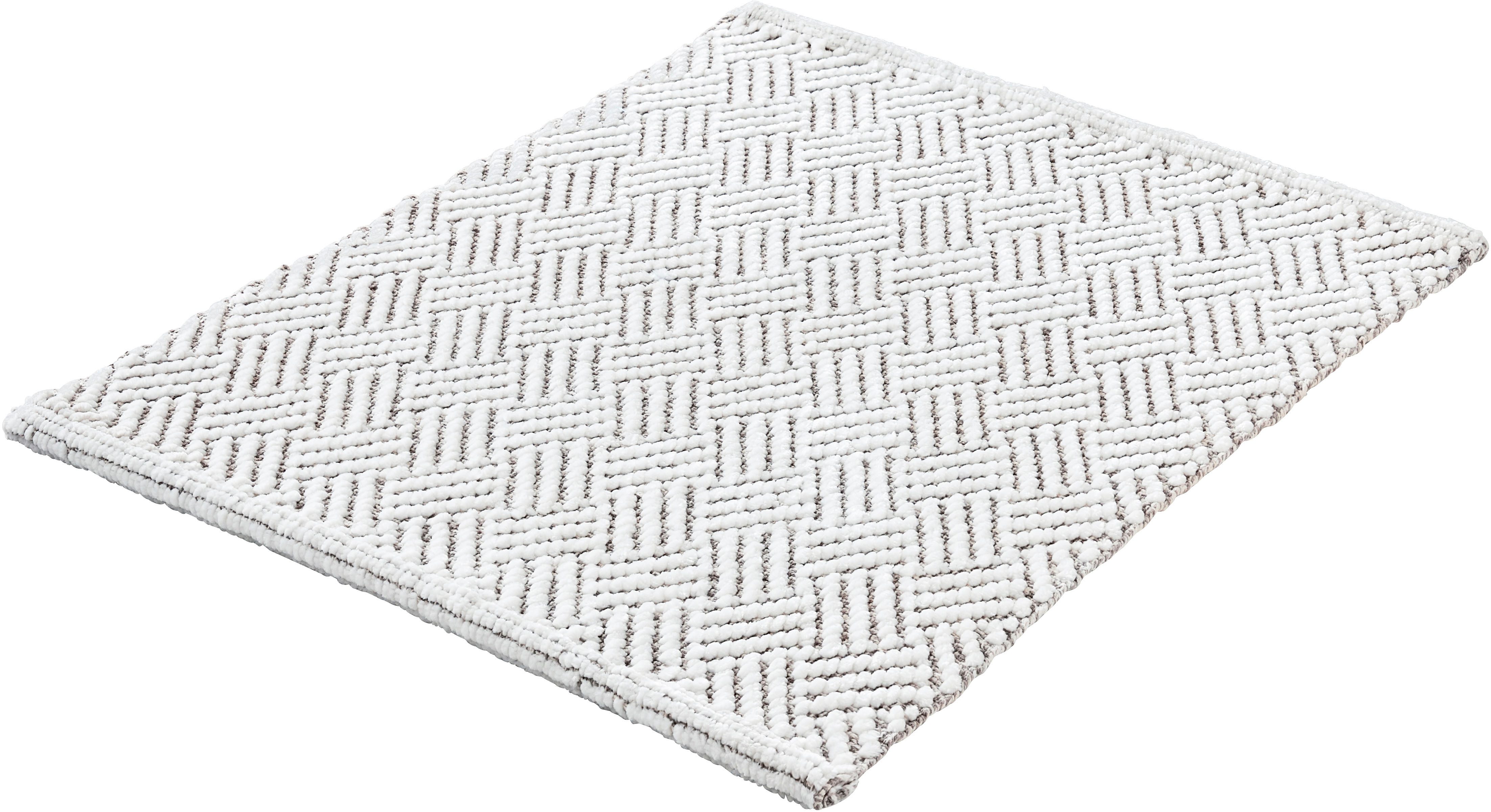Kleine Wolke Badematte Switch, Höhe 5 mm, beidseitig nutzbar, fußbodenheizungsgeeignet, Baumwolle, Polyester, rechteckig, Badteppich, handgefertigt, Wendedesign, geometrisches Muster