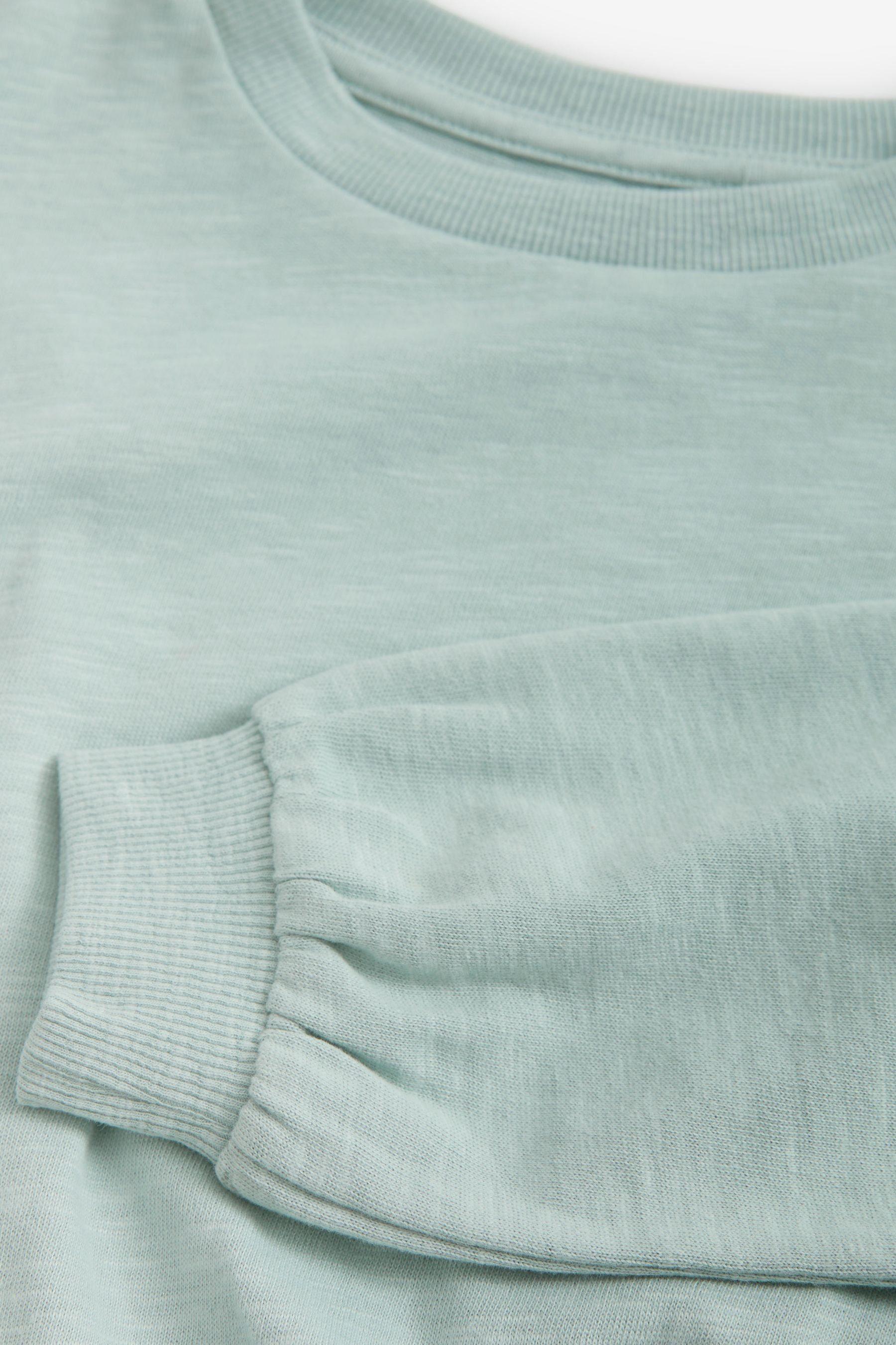Next Langarmshirt (1-tlg) Bündchen Mint langärmeliges mit Sweatshirt Kastiges, Green