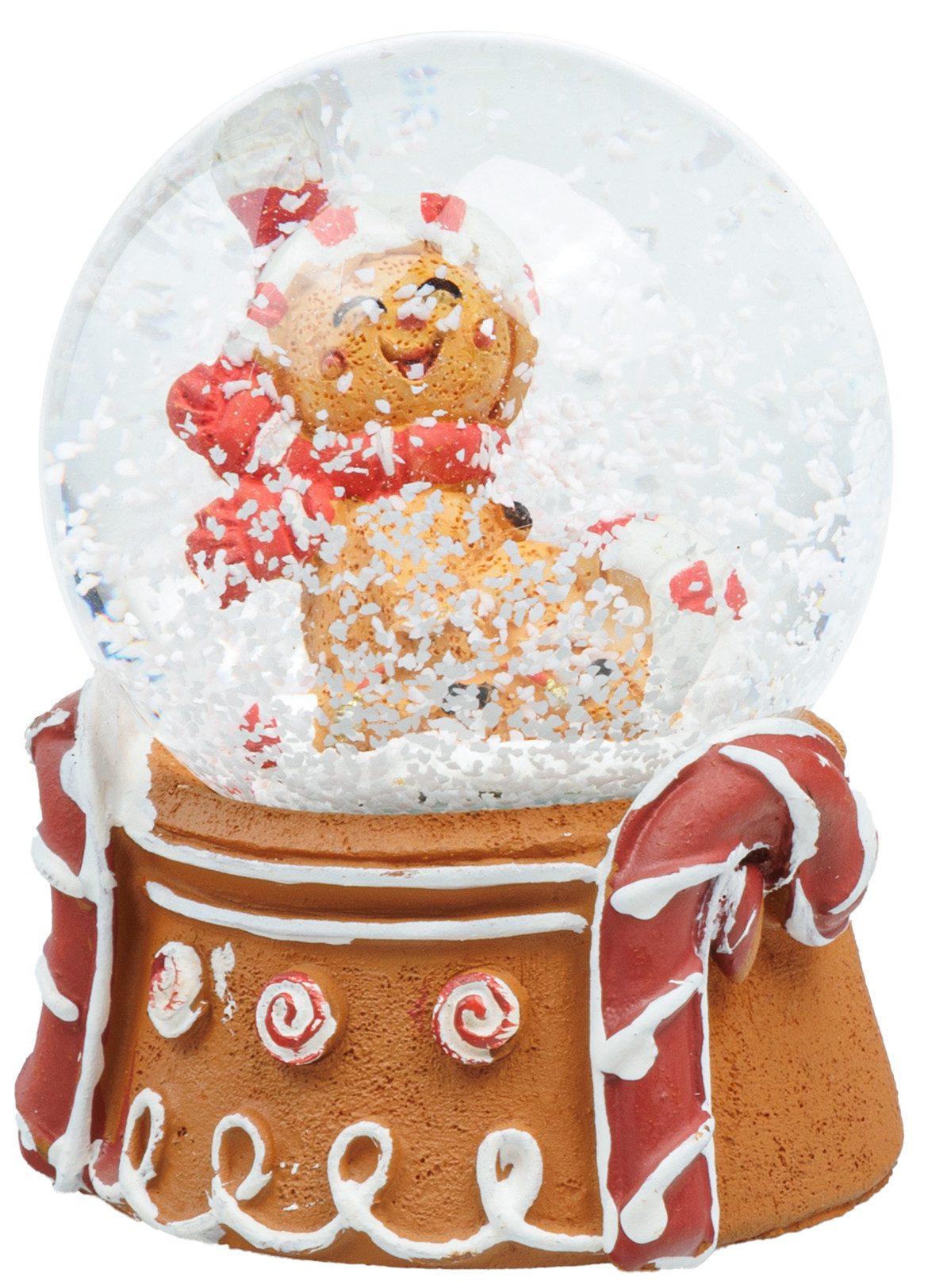 SIKORA Schneekugel SK40 Kleine Glas Schneekugel Lebkuchen Mann D:45mm, Besondere Winterdeko – das perfekte Geschenk für Familie & Freunde