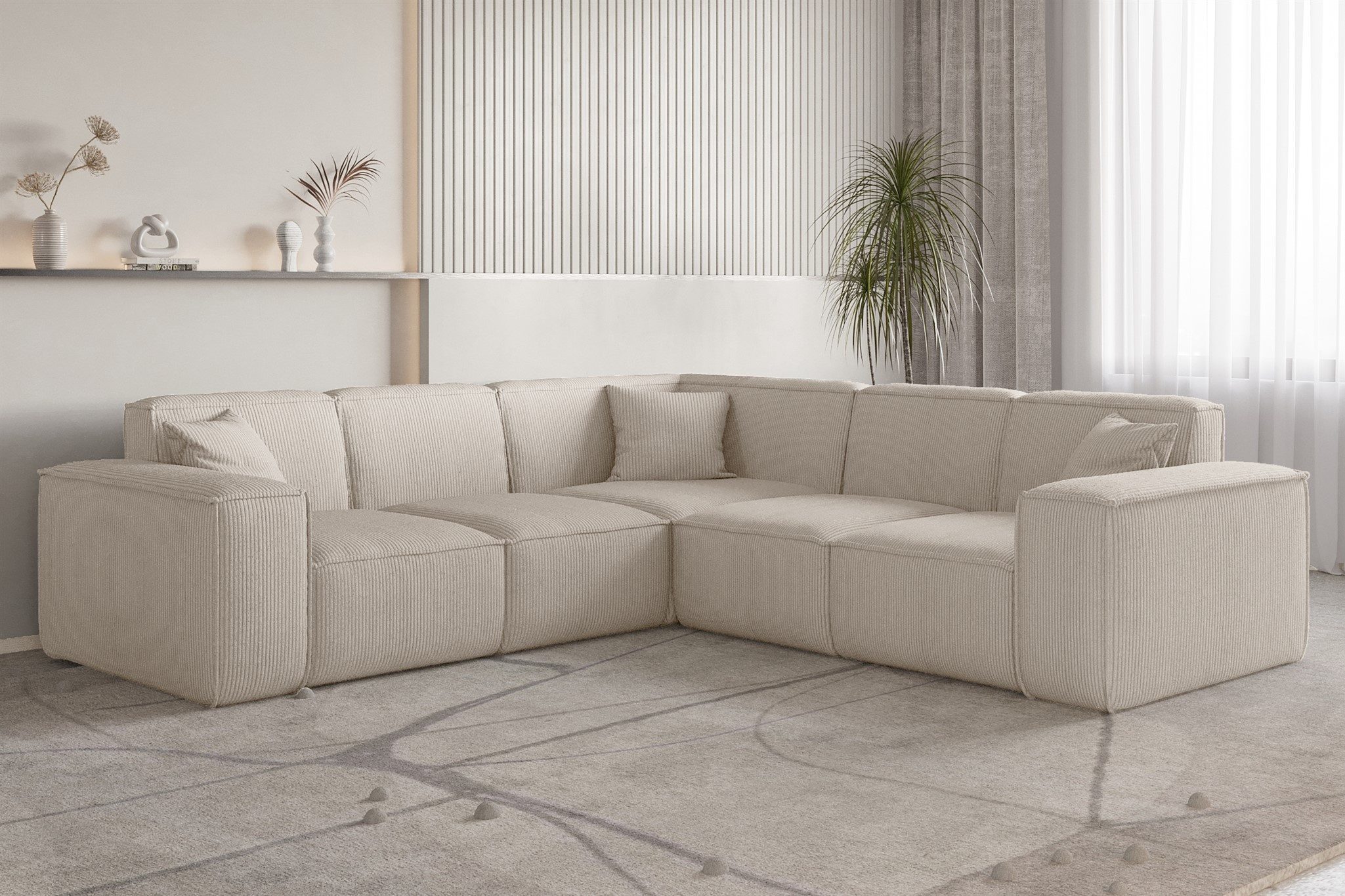 Fun Möbel Ecksofa Designersofa CELES PREMIUM in Stoff Scala, Seite Universal, inkl. 3 Zierkissen