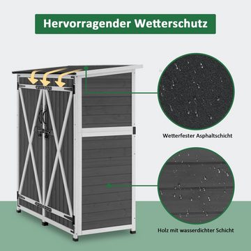 MCombo Gerätehaus M MCombo Gartenschrank Gartenhaus 0707, Holz Wetterfest Klein Outdoor Außenbereich 122×60×137cm