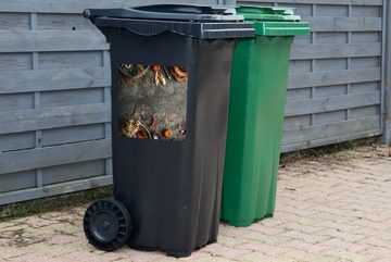 MuchoWow Wandsticker Marmor - Gemüse - Herbst - Kürbis - Rustikal - Kräuter (1 St), Mülleimer-aufkleber, Mülltonne, Sticker, Container, Abfalbehälter