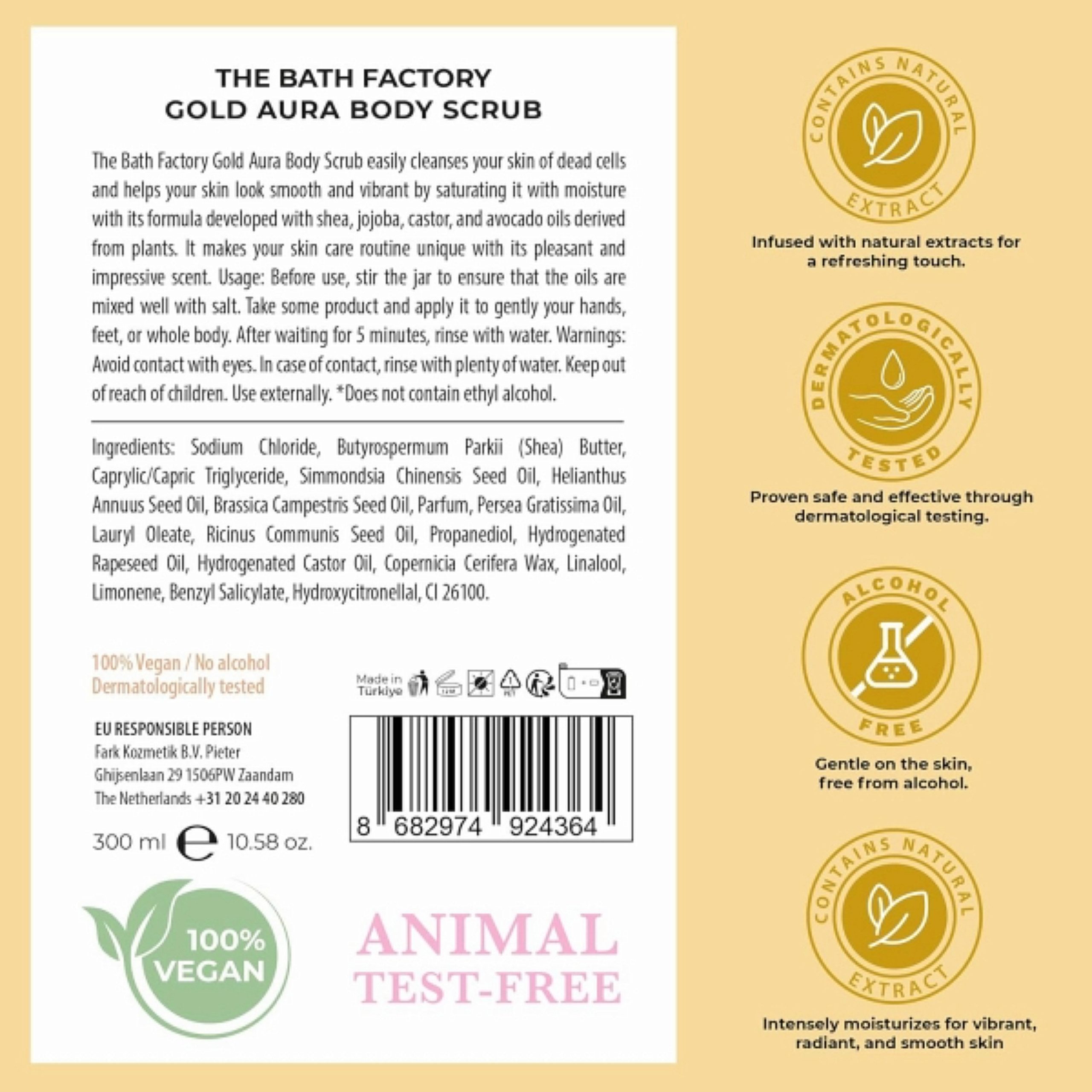 The Bath Factory Körperpeeling Gold Aura Body Scrub – Mystische Pflege für strahlende Haut