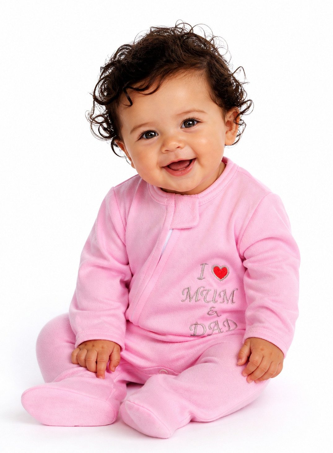 La Bortini Strampler Einteiler mit Kratzschutz mit Papa Mama Overall Baby Romper in Rosa aus reiner Baumwolle, mit Reißverschluss, 44 50 56 62 68 74 80
