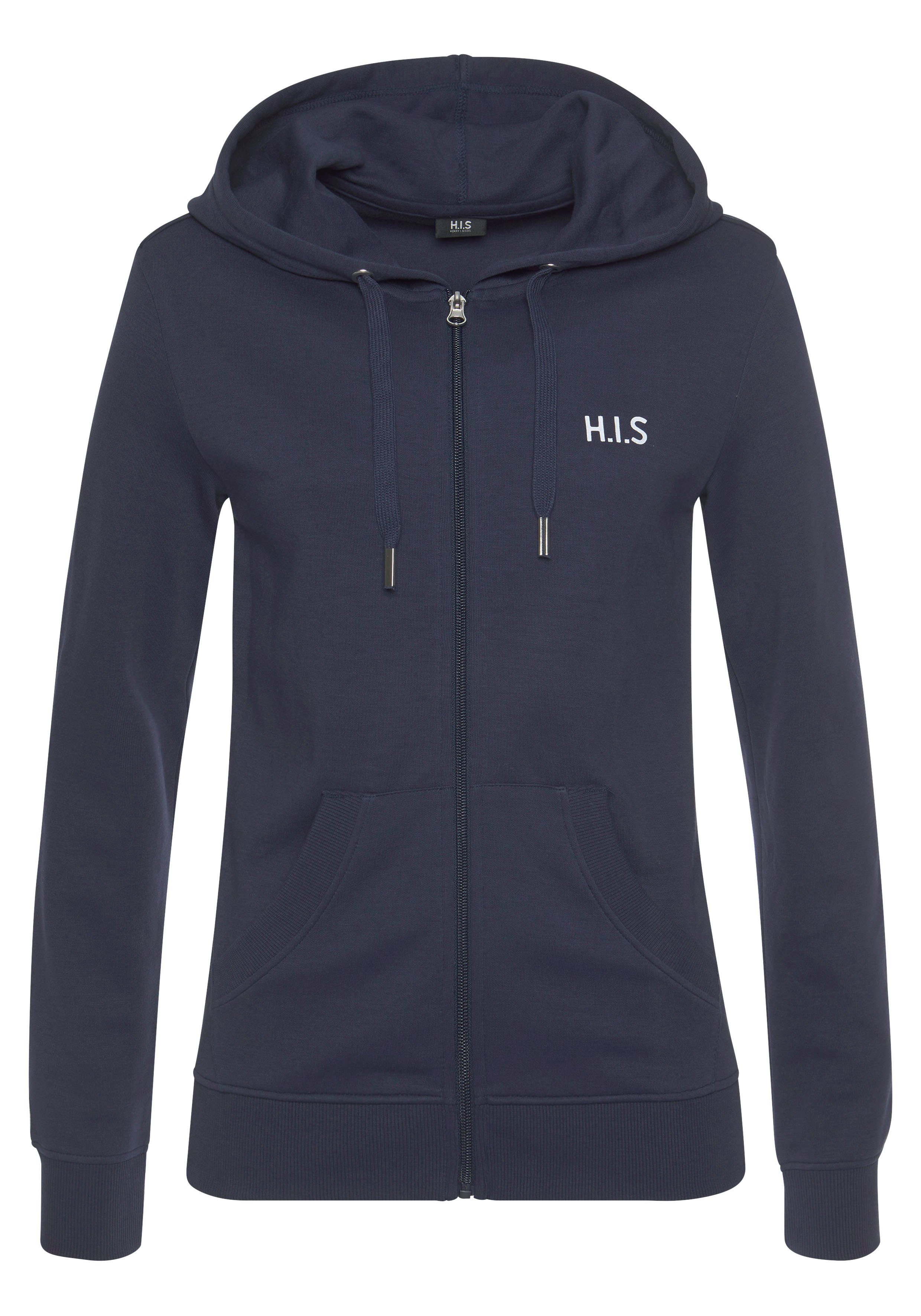 seitlichen mit Kapuzensweatjacke Kapuze und Loungeanzug H.I.S marine Taschen,