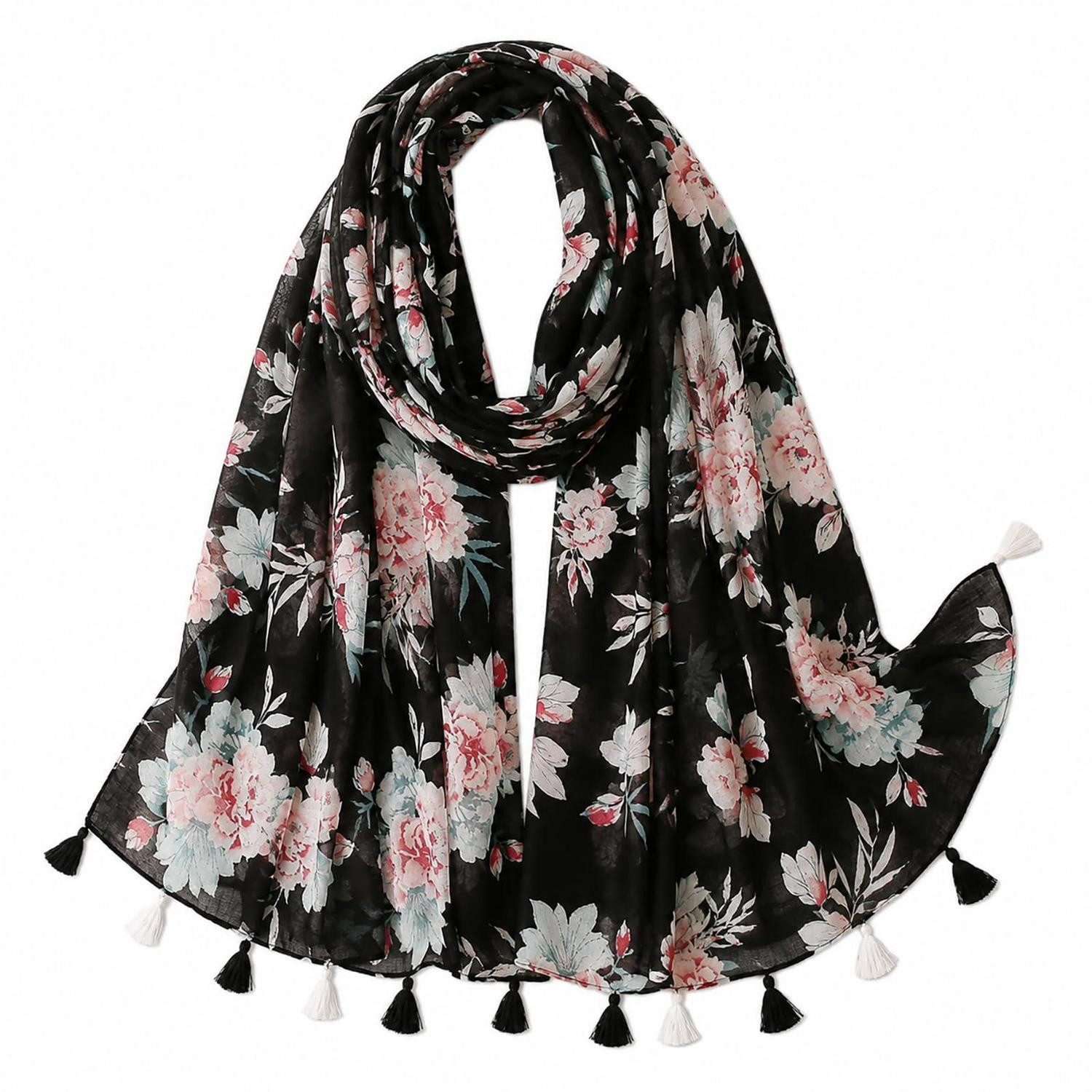 LuxusKollektion XXL-Schal Damen Schal Oversize mit Fransen, (1-St)