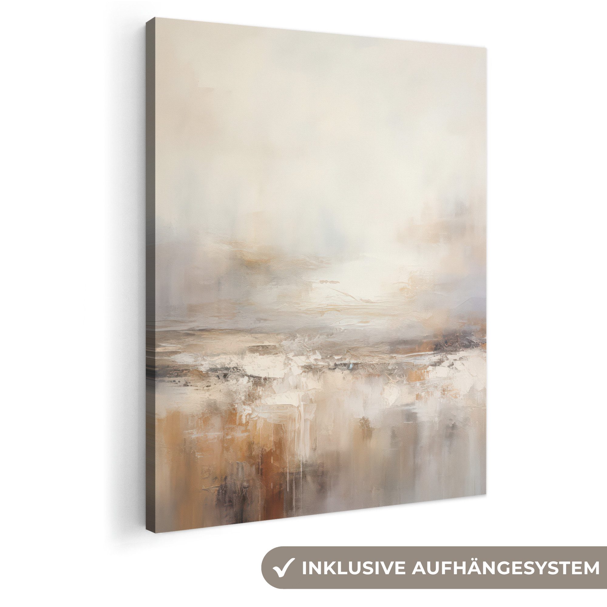 OneMillionCanvasses® Leinwandbild Kunst - Industriell - Grau - Braun - Abstrakt, Fotodruck (1 St), Schlafzimmer Deko Aesthetic, Bilder über Bett, 60x80 cm