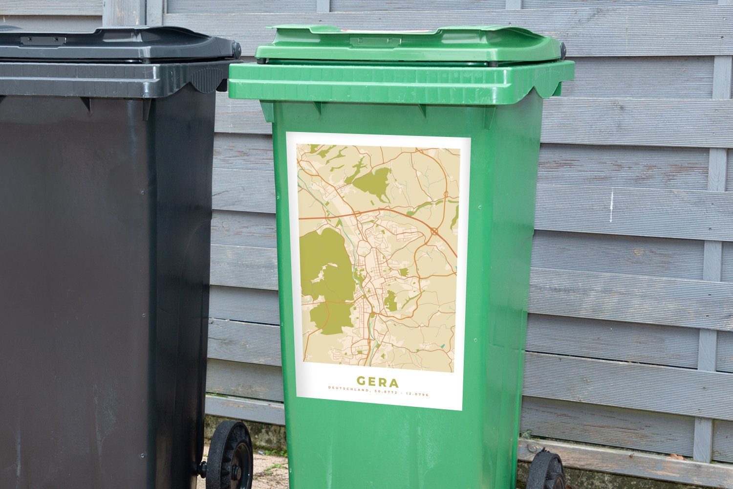 Karte MuchoWow Mülltonne, Mülleimer-aufkleber, (1 Container, Abfalbehälter Wandsticker - Stadtplan Jahrgang St), Gera - Sticker, -