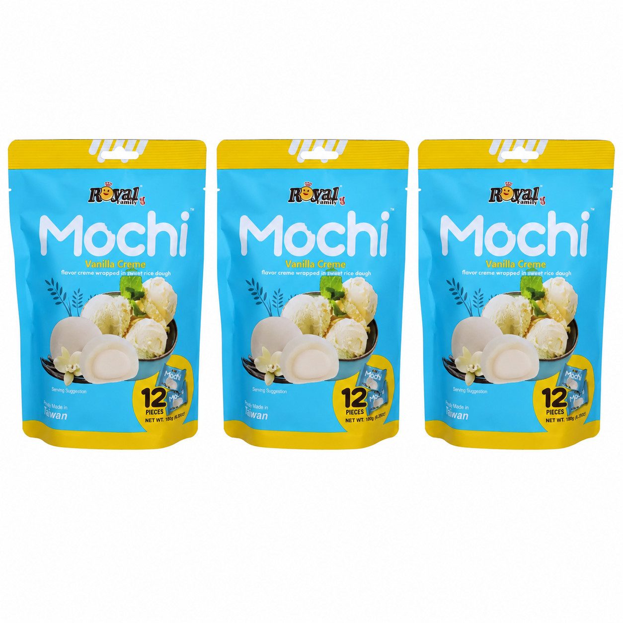 Royal Family Kuchen, Royal Family Mochi Vanille Creme einzeln verpackte 120g 3er Pack