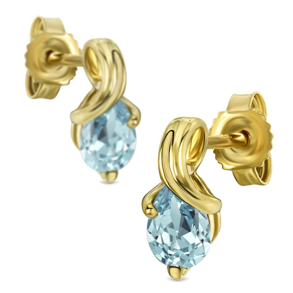 Miore Paar Ohrstecker MG9268E (inkl. Schmuckbox), Damen Ohrstecker Gelbgold, Ohrringe 9 Karat 375 Gold - mit Aquamarin